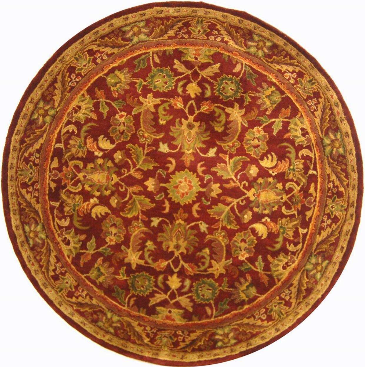 Handmade Wine and Gold Wool Round Tufted Area Rug, 42 inches
