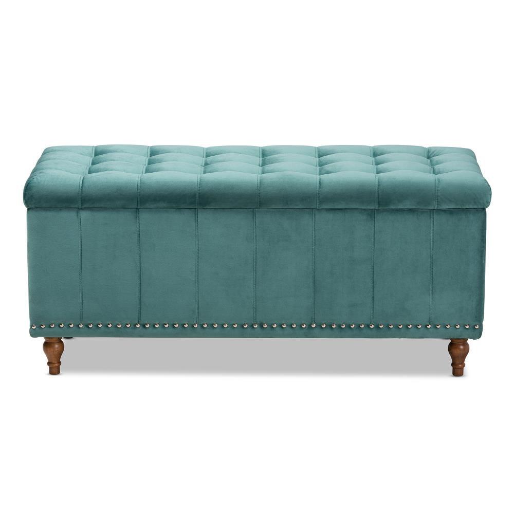 Kaylee Velvet Upholstered Button Tufted Ottoman Bench with Interior Storage - Baxton Studio