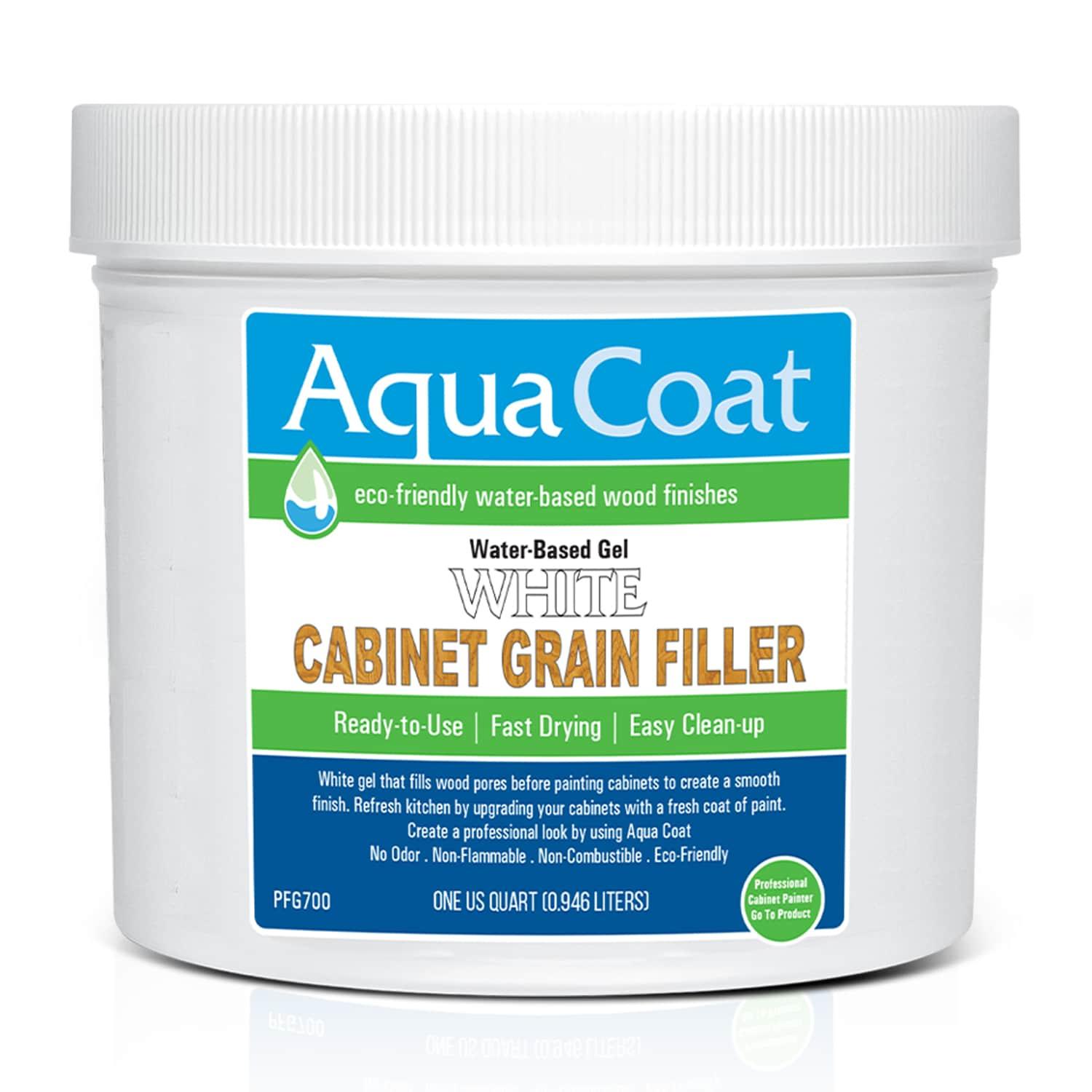Aqua Coat Water-Based White Cabinet Wood Grain Filler Gel – Fast Drying, Low Odor White Wood Filler, Sandable & Paintable for Interior & Exterior Repairs, Upgrades & Restorations – 32 oz
