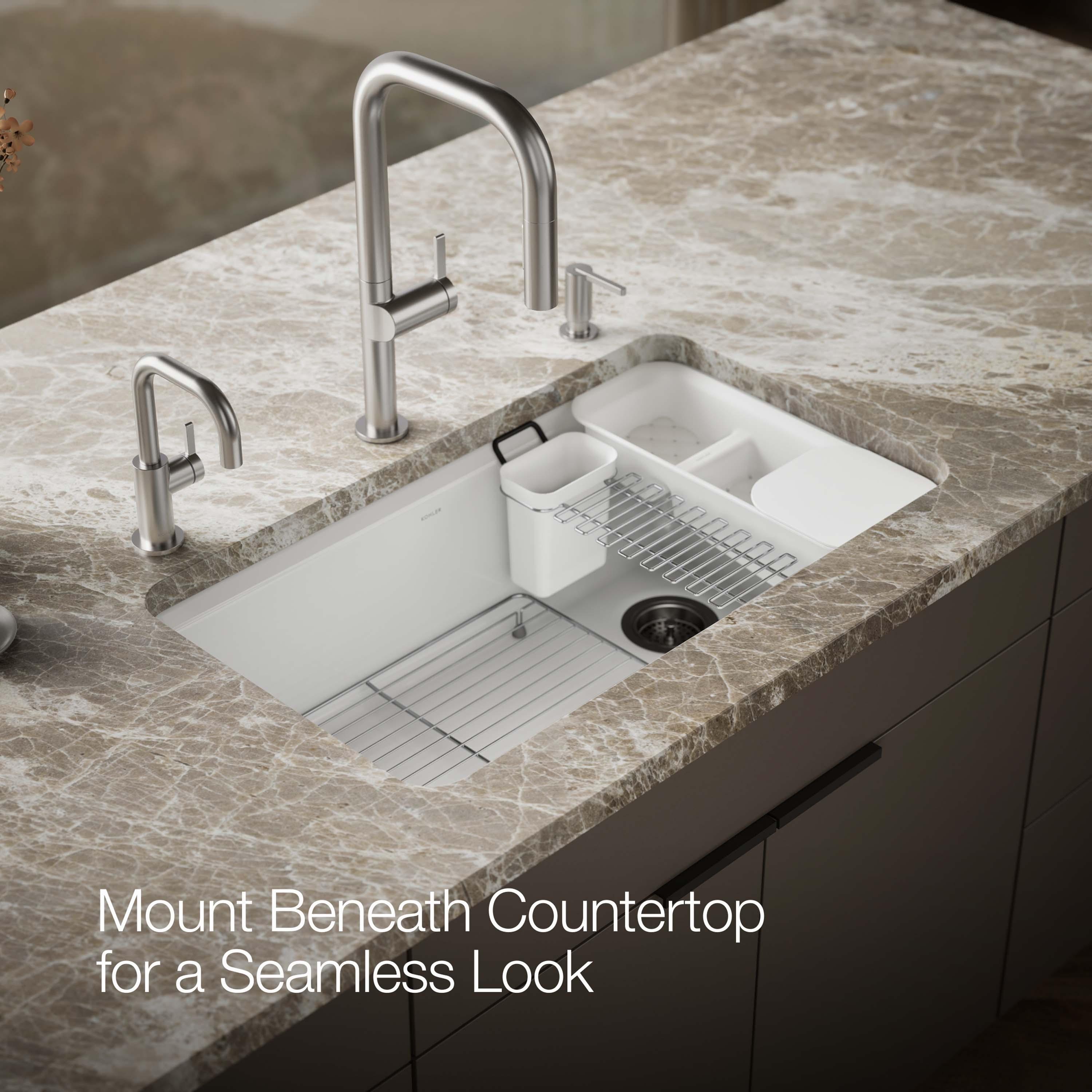 Riverby 33" x 22" x 9-5/8" Under-Mount Single-Bowl Kitchen Sink with Accessories