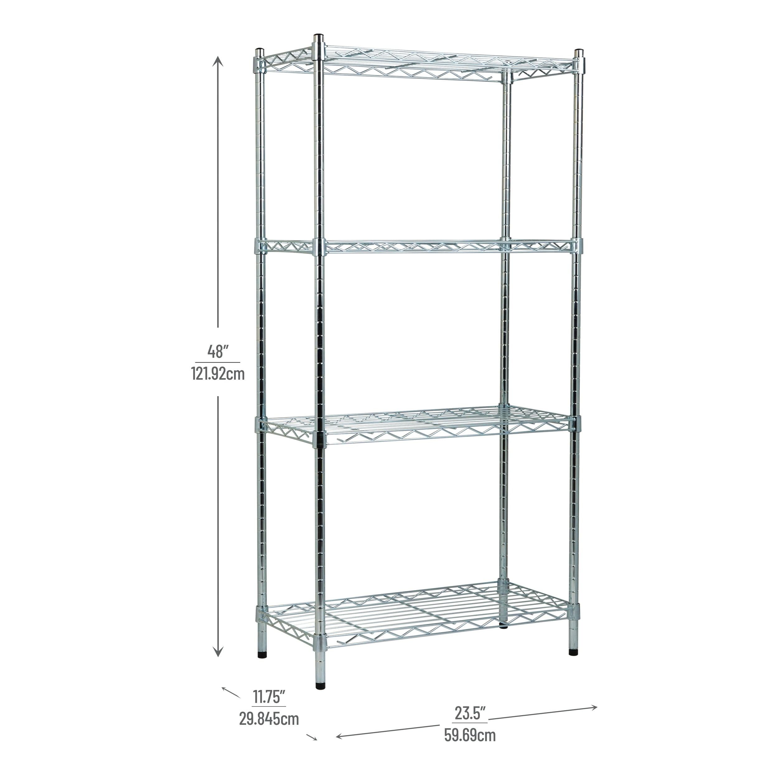 Mind Reader Storage Shelves, Garage Shelving, Storage Shelf, Pantry Org, Adjustable, Metal, 23.5"L x 11.75"W x 48"H, Silver