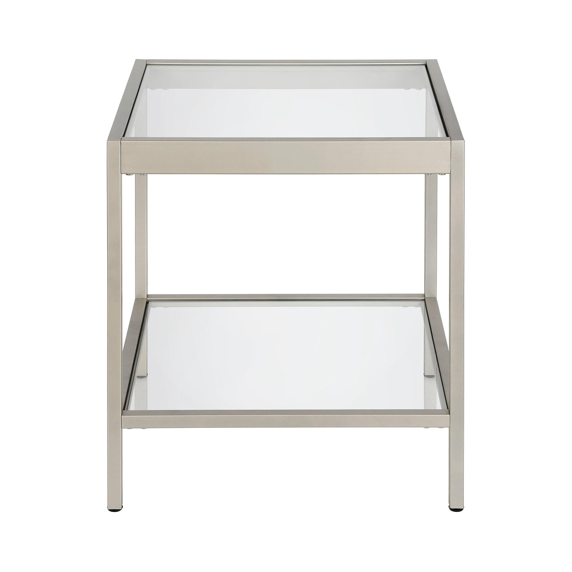 Evelyn&Zoe Alexis 20" Wide Square Side Table, Nickel