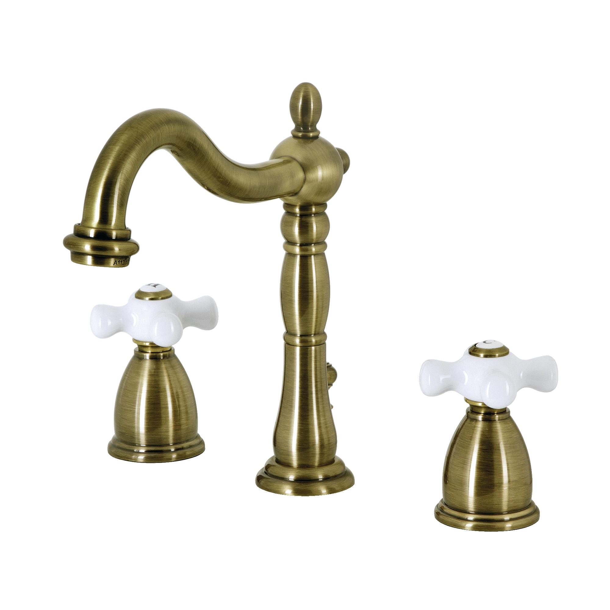 Heritage Widespread Bathroom Faucet with Double Porcelain Cross Handles