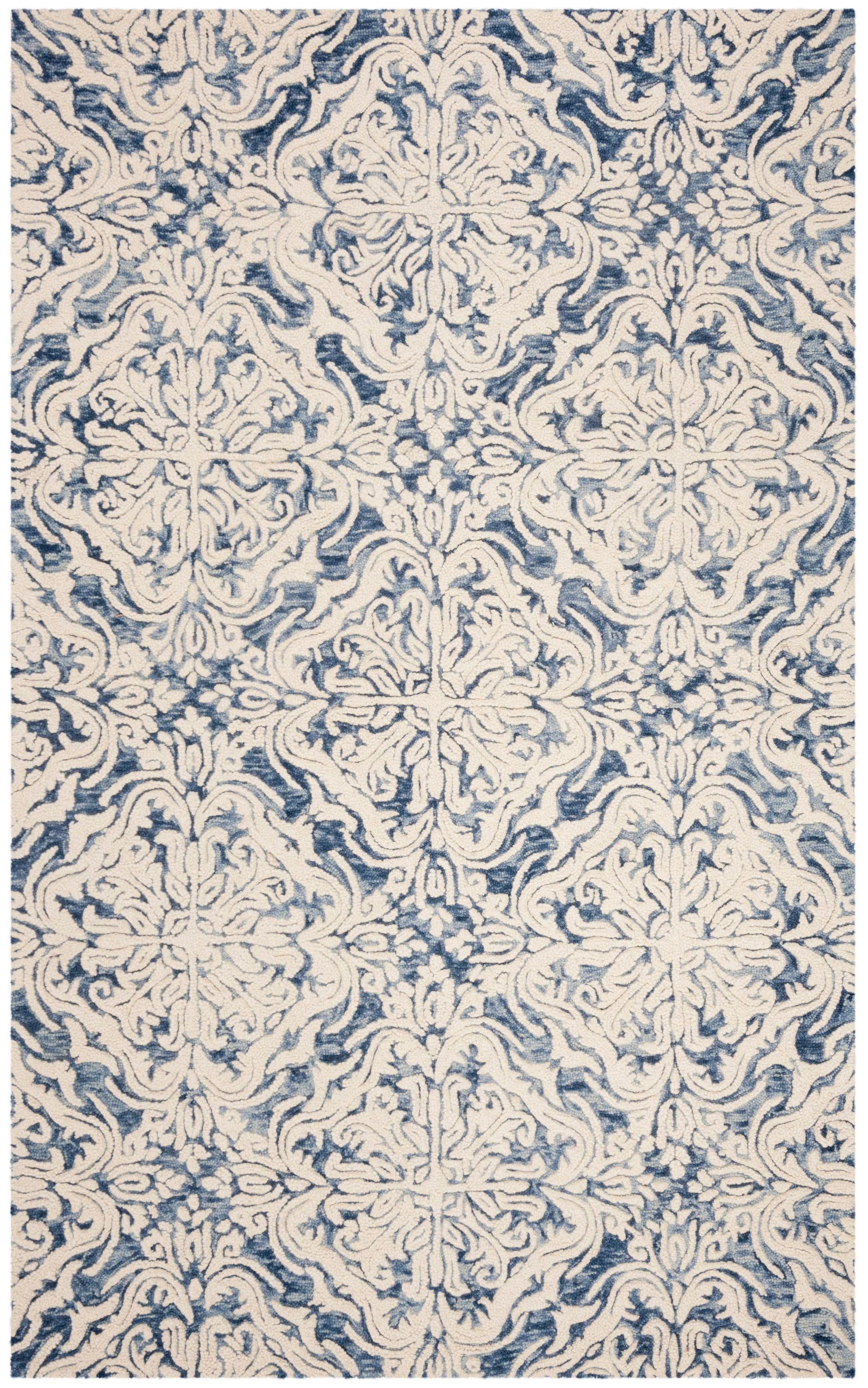 Blossom BLM103 Hand Tufted Area Rug - Blue/Ivory - 4'x6' - Safavieh.