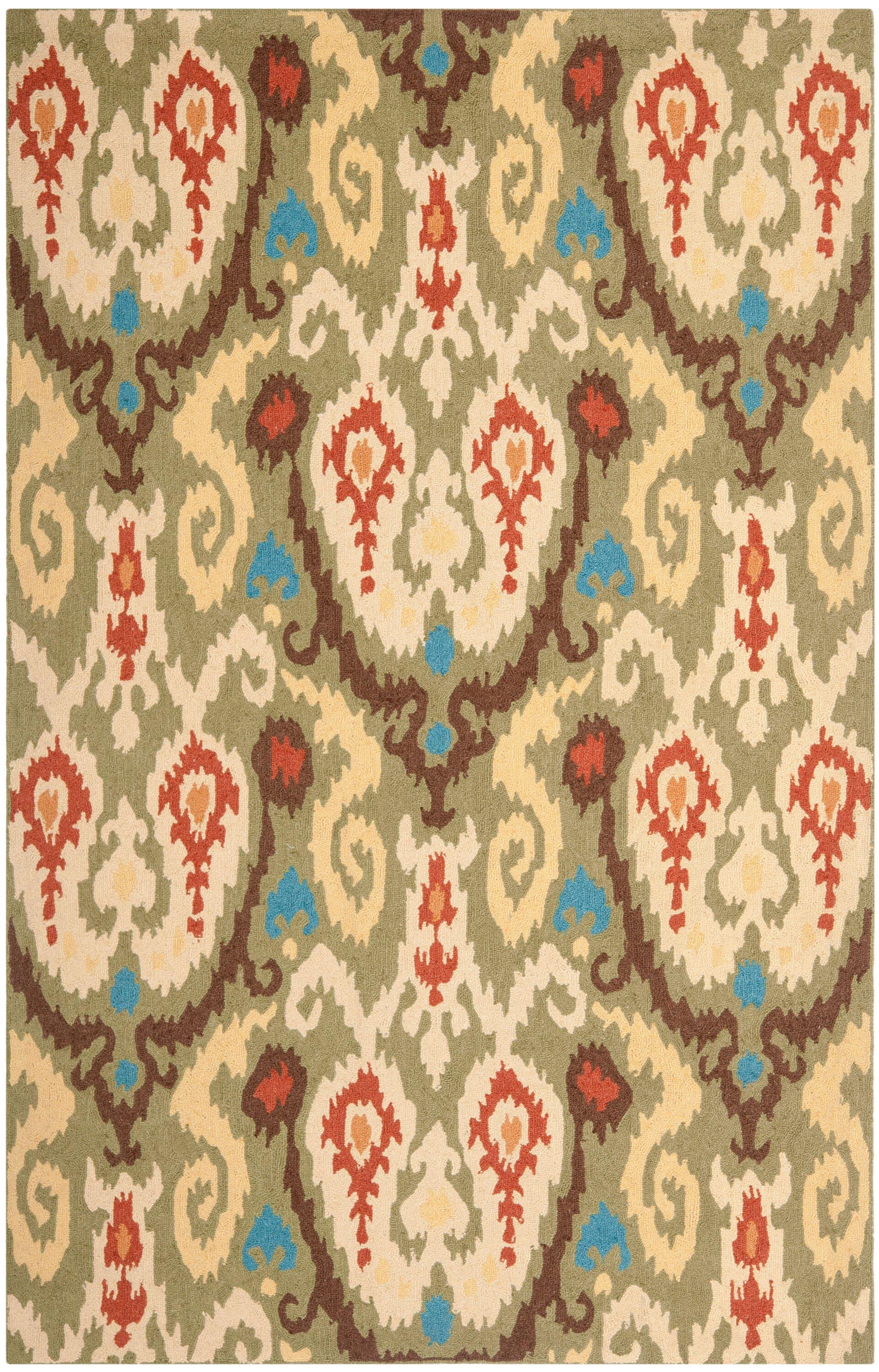 SAFAVIEH Chelsea Landen Southwestern Wool Area Rug, Green/Multi, 5'3" x 8'3"