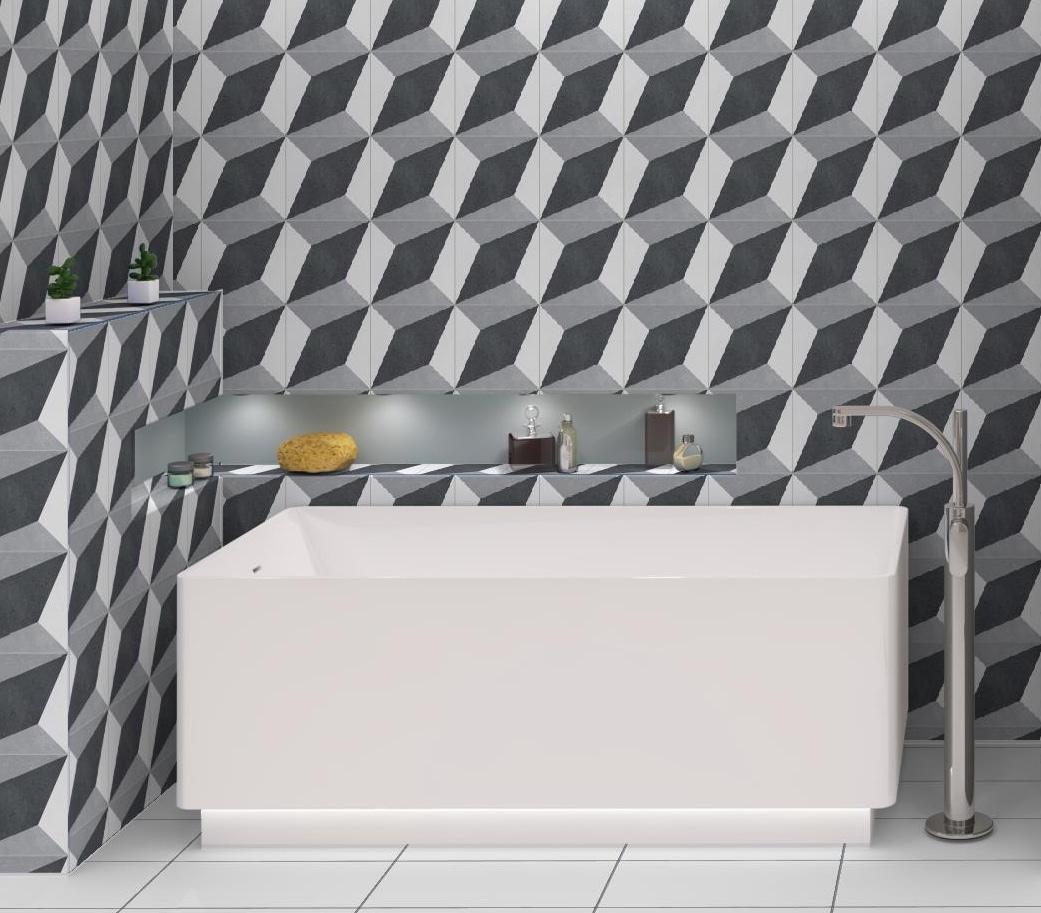 Luv Tender Grey 8-in Encaustic Matte Porcelain Wall & Floor Tile