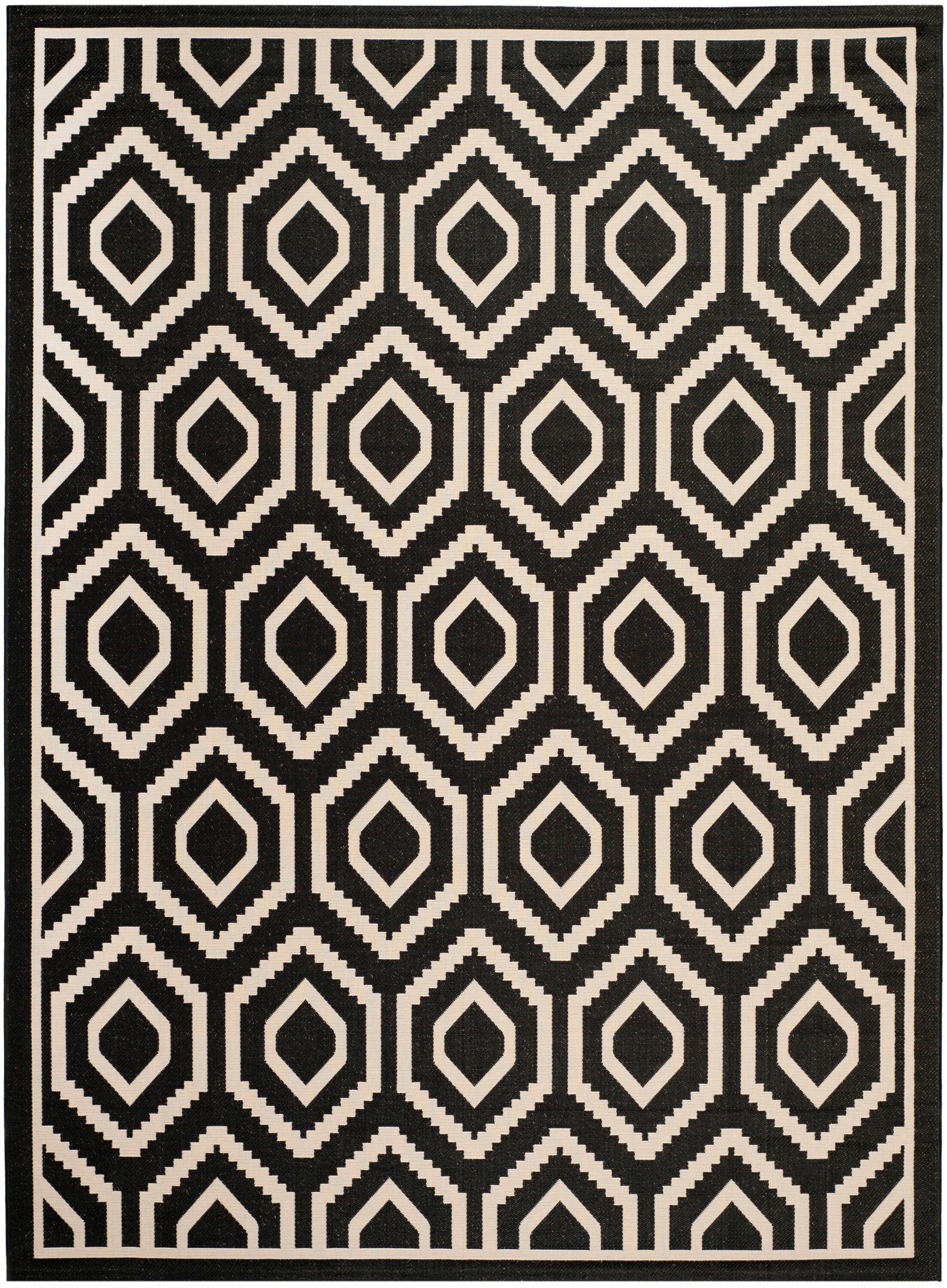 Courtyard CY6902 Power Loomed Indoor and Outdoor Area Rug - Black/Beige - 5'3"x7'7" - Safavieh