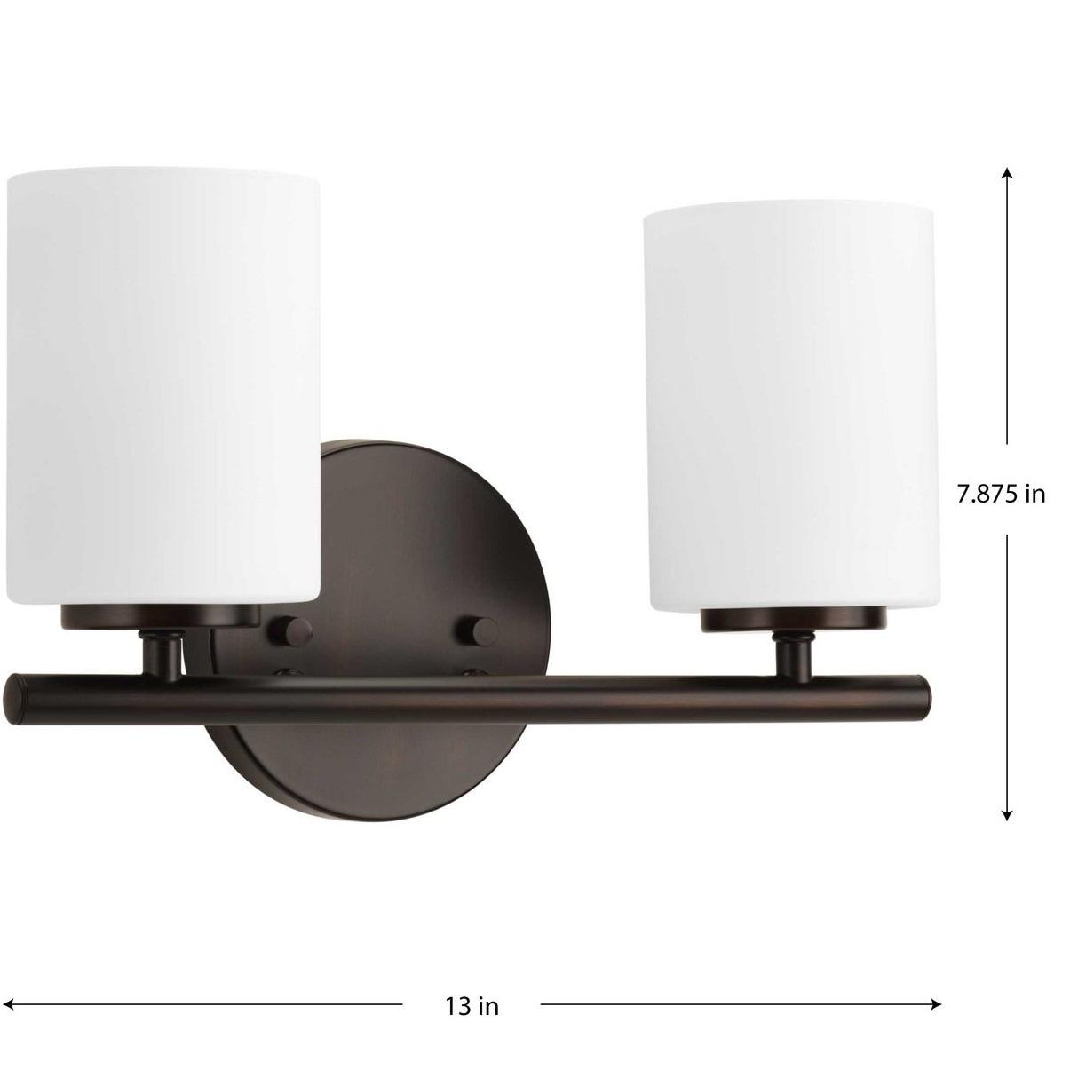 Progress Lighting Replay 2-Light Bath Vanity, Porcelain, Textured Black, Shade Included