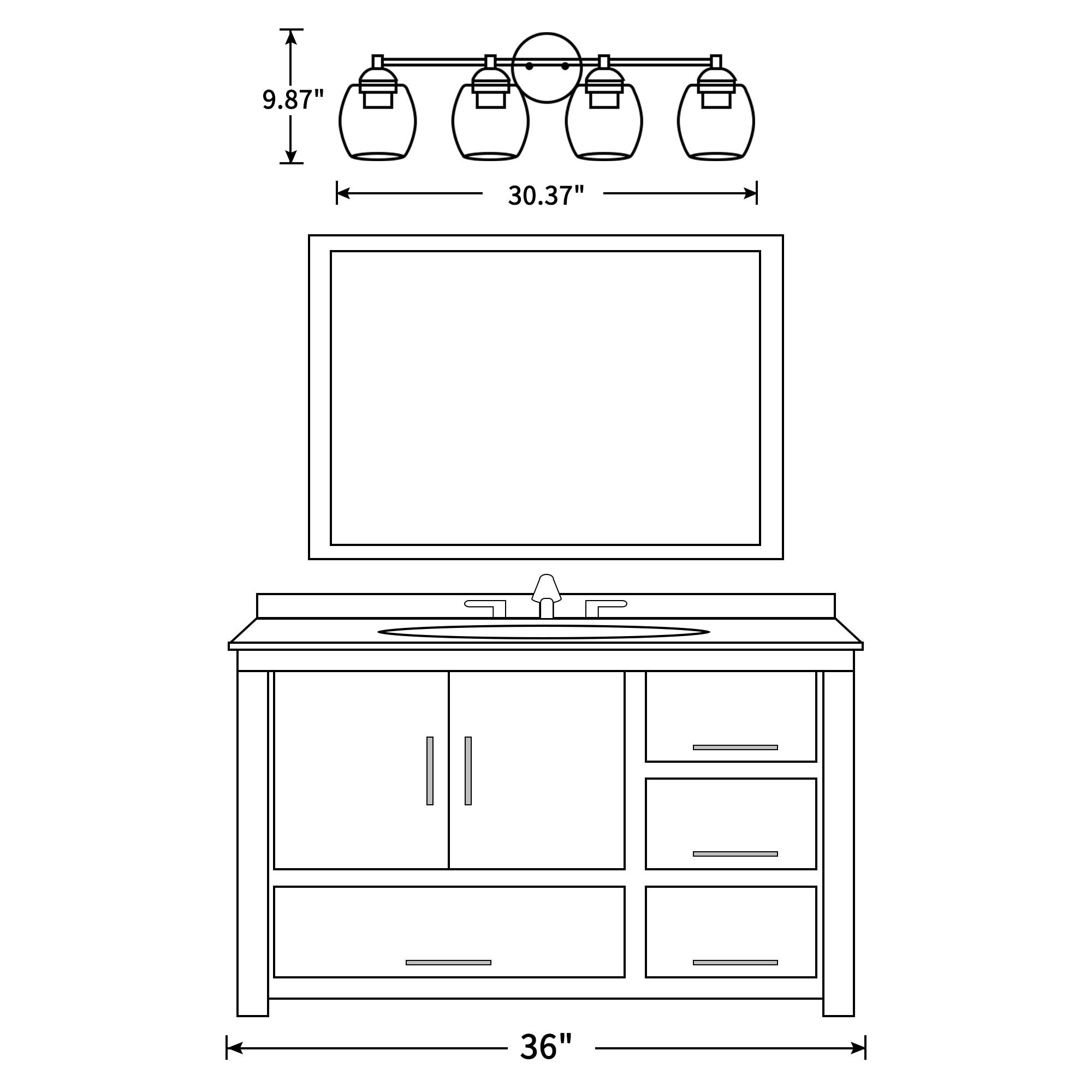 KAWOTI 4-Light Bathroom Light Fixtures, Brushed Nickel Vanity Wall Lamps over Mirror Bedroom Living Room Hallway