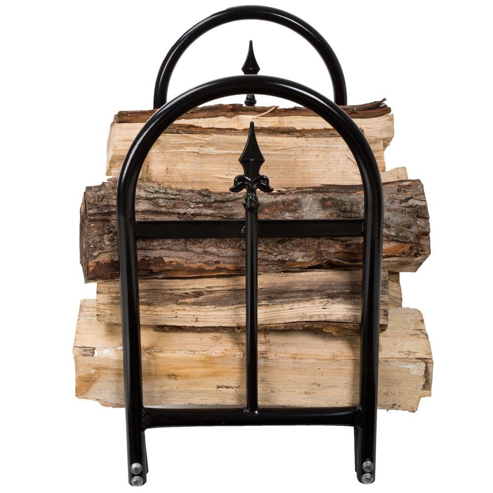 Nature Spring Indoor Arched Finial Firewood Storage Rack, Black