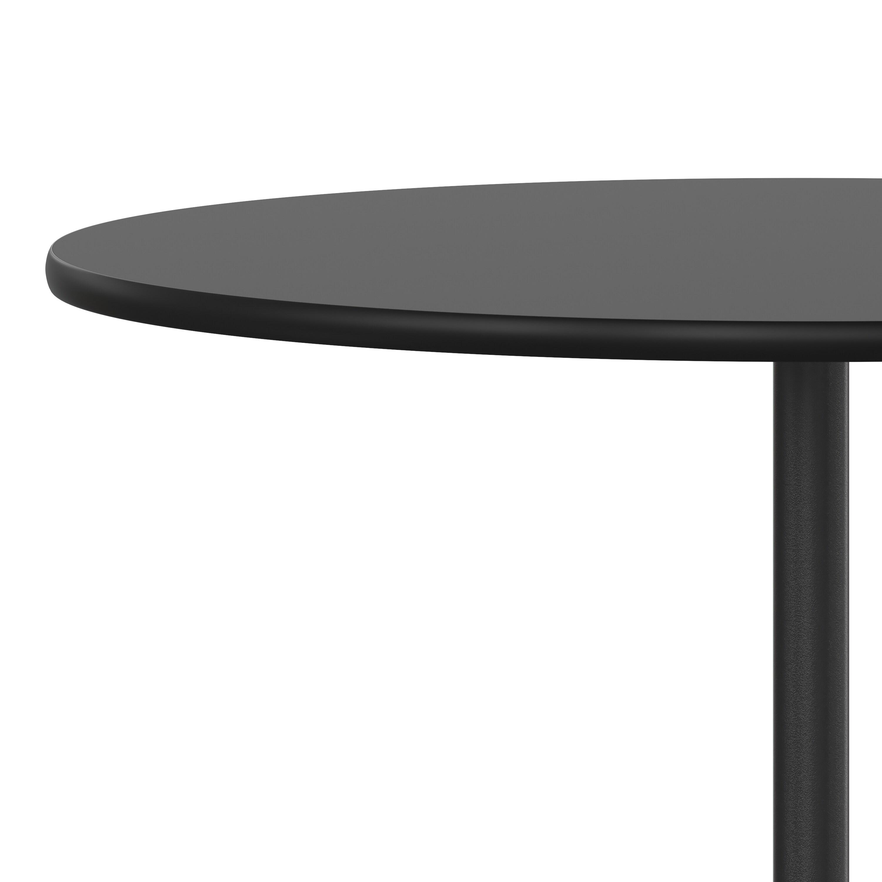 Flash Furniture Lars 30'' Round Wood Cocktail Table with 30'' and 42'' Columns, Black