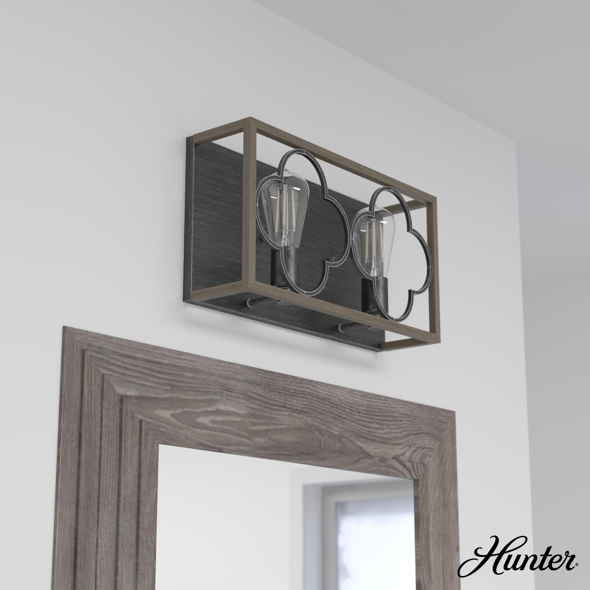 Hunter Fan Gablecrest 2 Light Flush Mount Bathroom Vanity Light Fixture