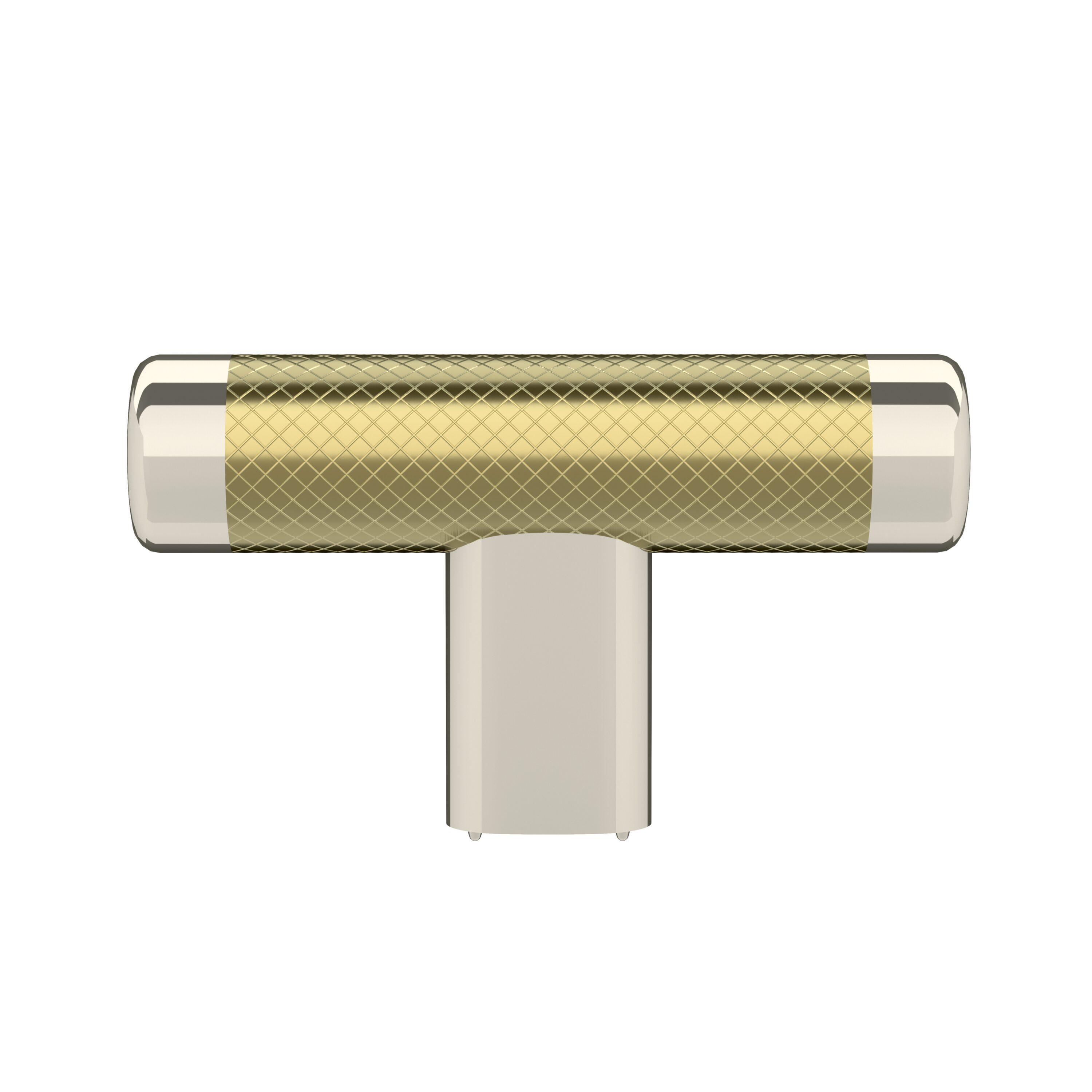 Amerock Esquire 2-5/8 inch (67mm) Length Polished Nickel/Golden Champagne Cabinet Knob