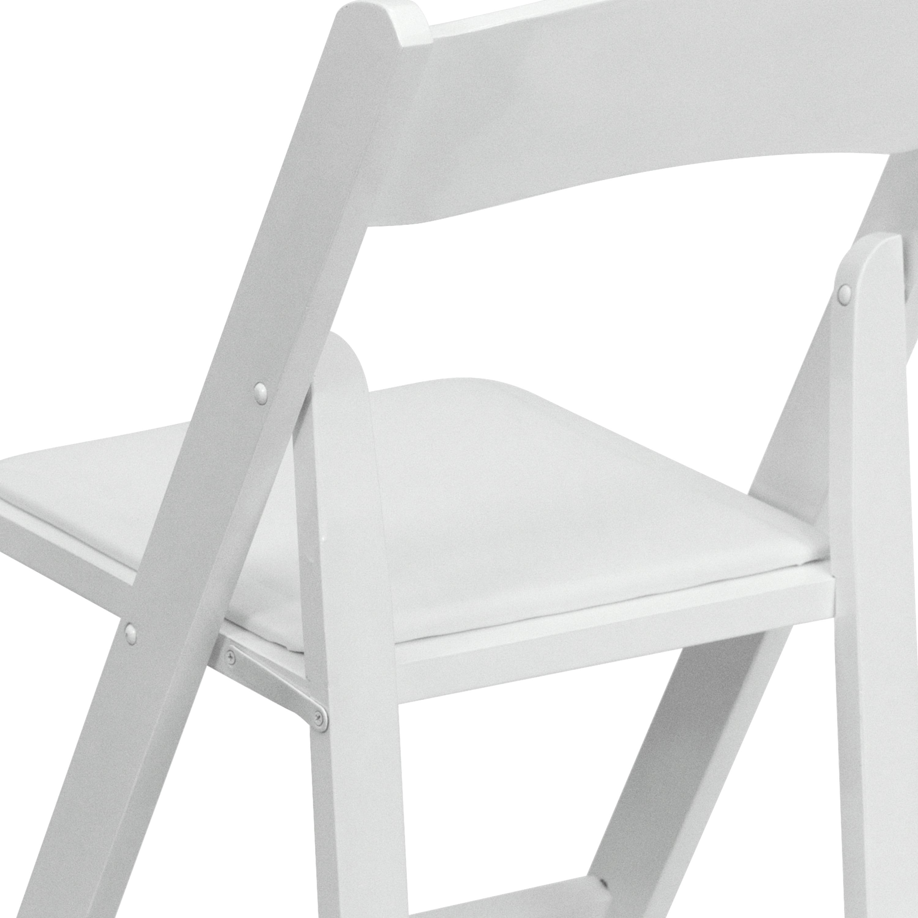 Flash Furniture 2 Pack HERCULES Series White Wood Folding Chair with Vinyl Padded Seat