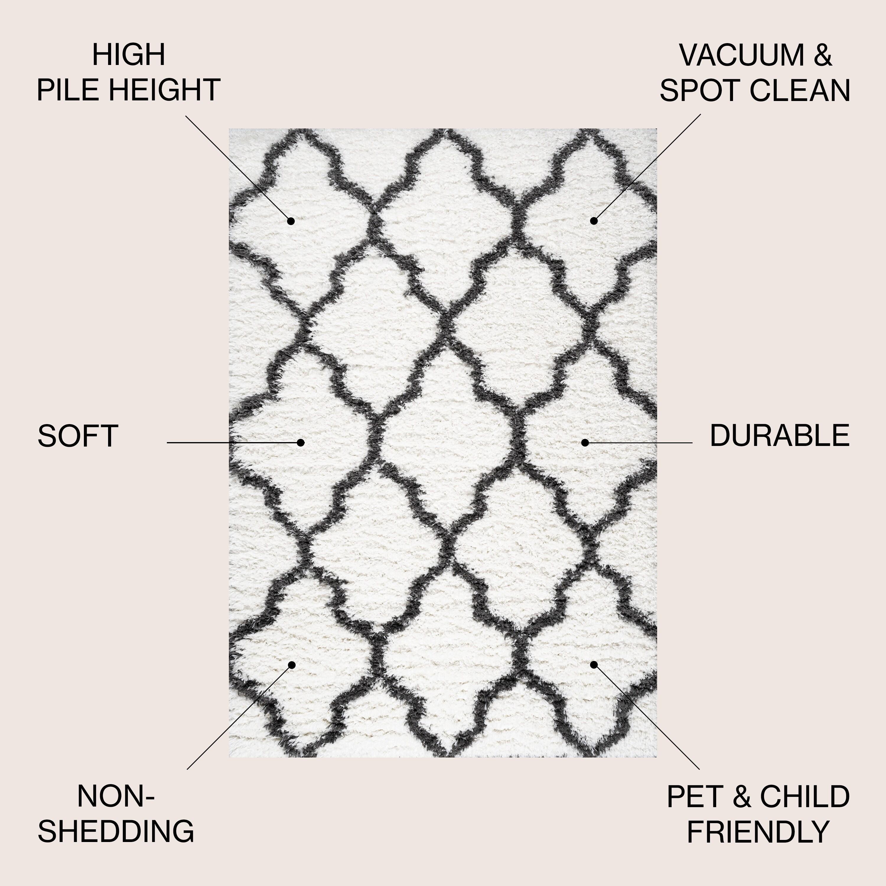 3'x5' Marrakesh Shag Trellis Area Rug, Ivory/Charcoal - JONATHAN Y