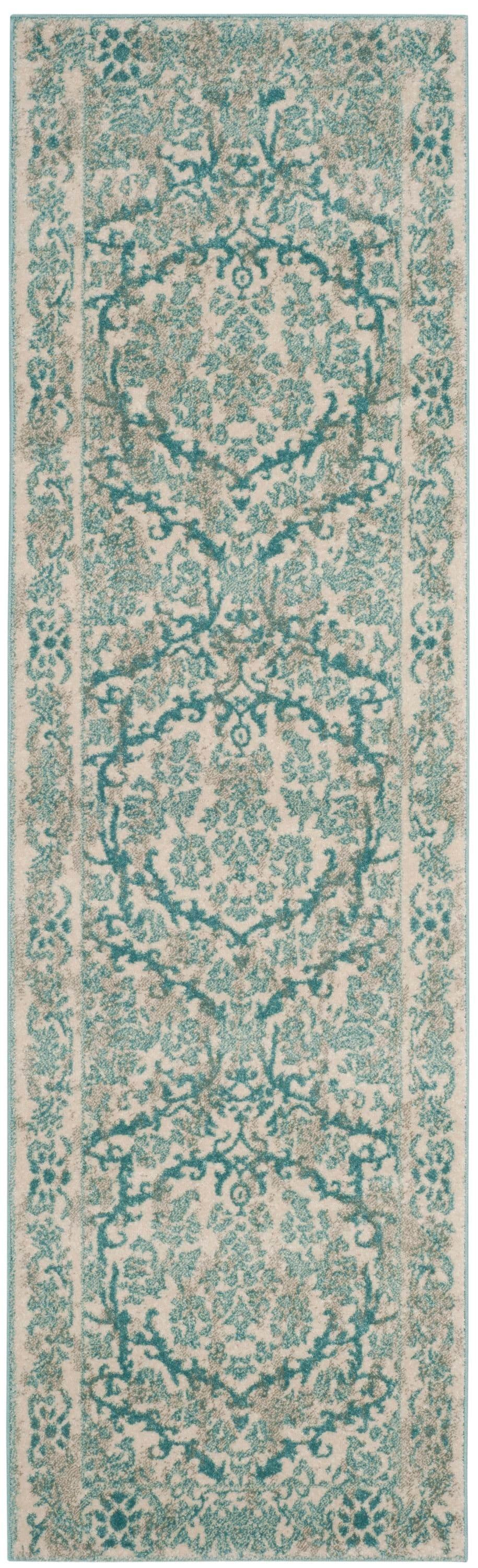 Evoke EVK242 Power Loomed Indoor Runner - Ivory/Light Blue - 2'2"x9' - Safavieh