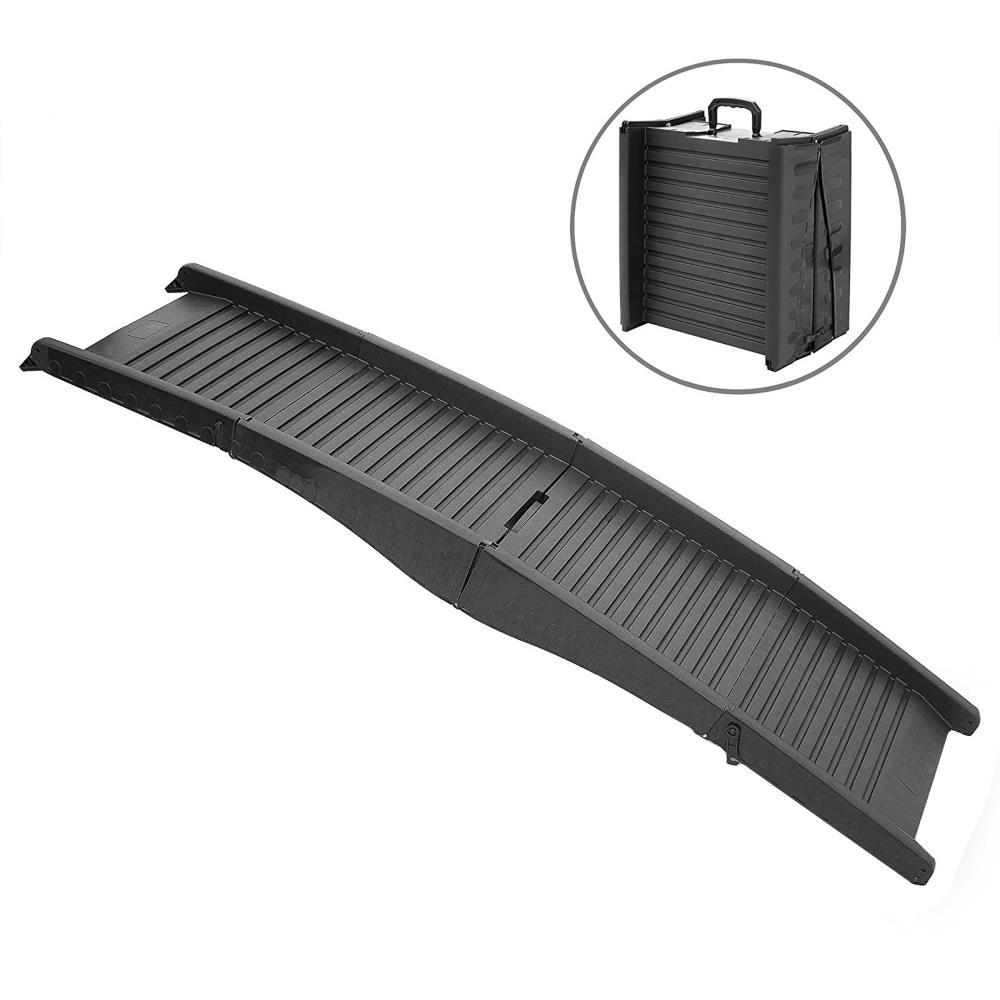 Pet Adobe Tri-Fold Portable Dog Ramp With Safe, Nonslip Traction Surface and Raised Sides for Cars, SUVs, Trucks, and Home - Black