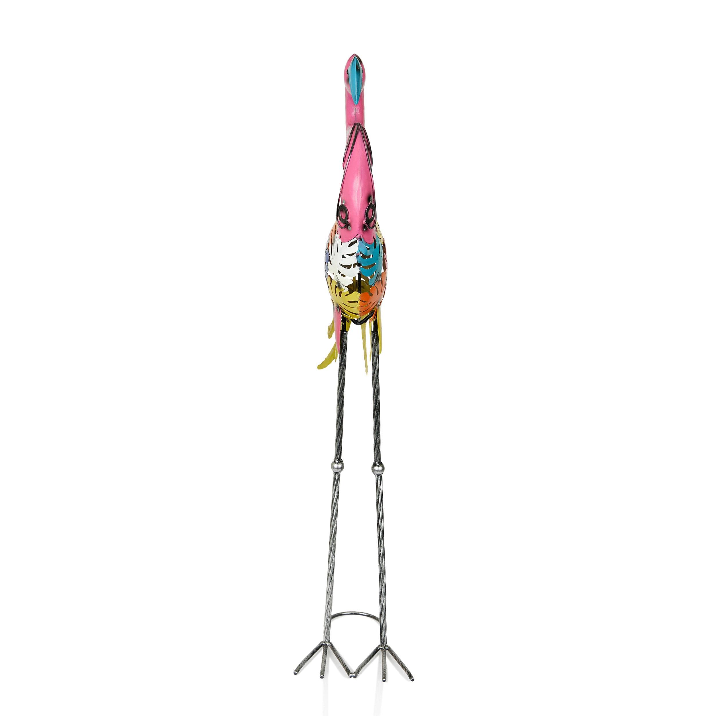 Alpine Corporation Metal Colorful Flamingo with Leaves Decor