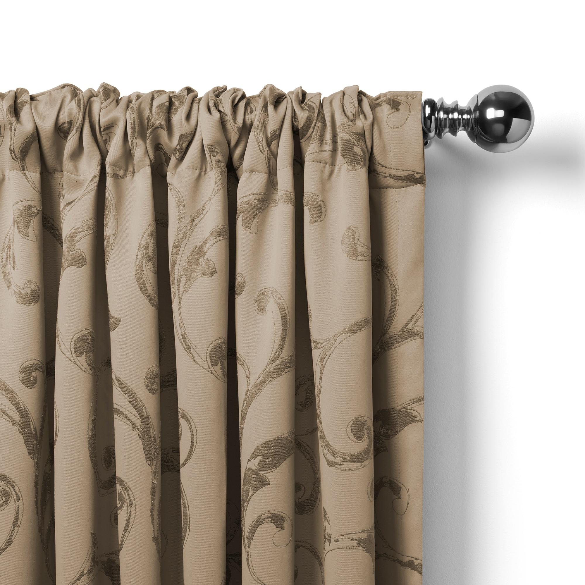 Mia Jacquard Scroll Blackout Window Curtain Panel - 52" x 95" - Taupe - Elrene Home Fashions