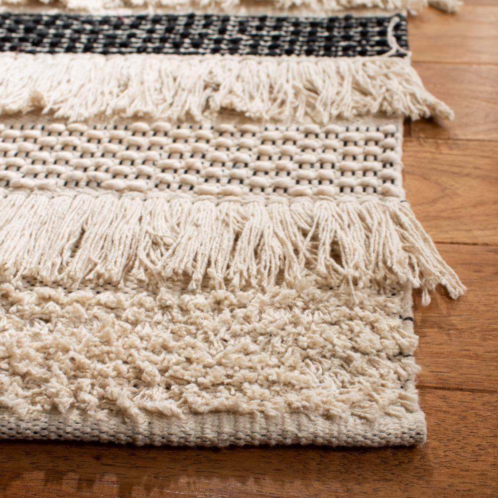 Gracie Oaks Jessen Natura Hand Woven Cotton Striped Rug