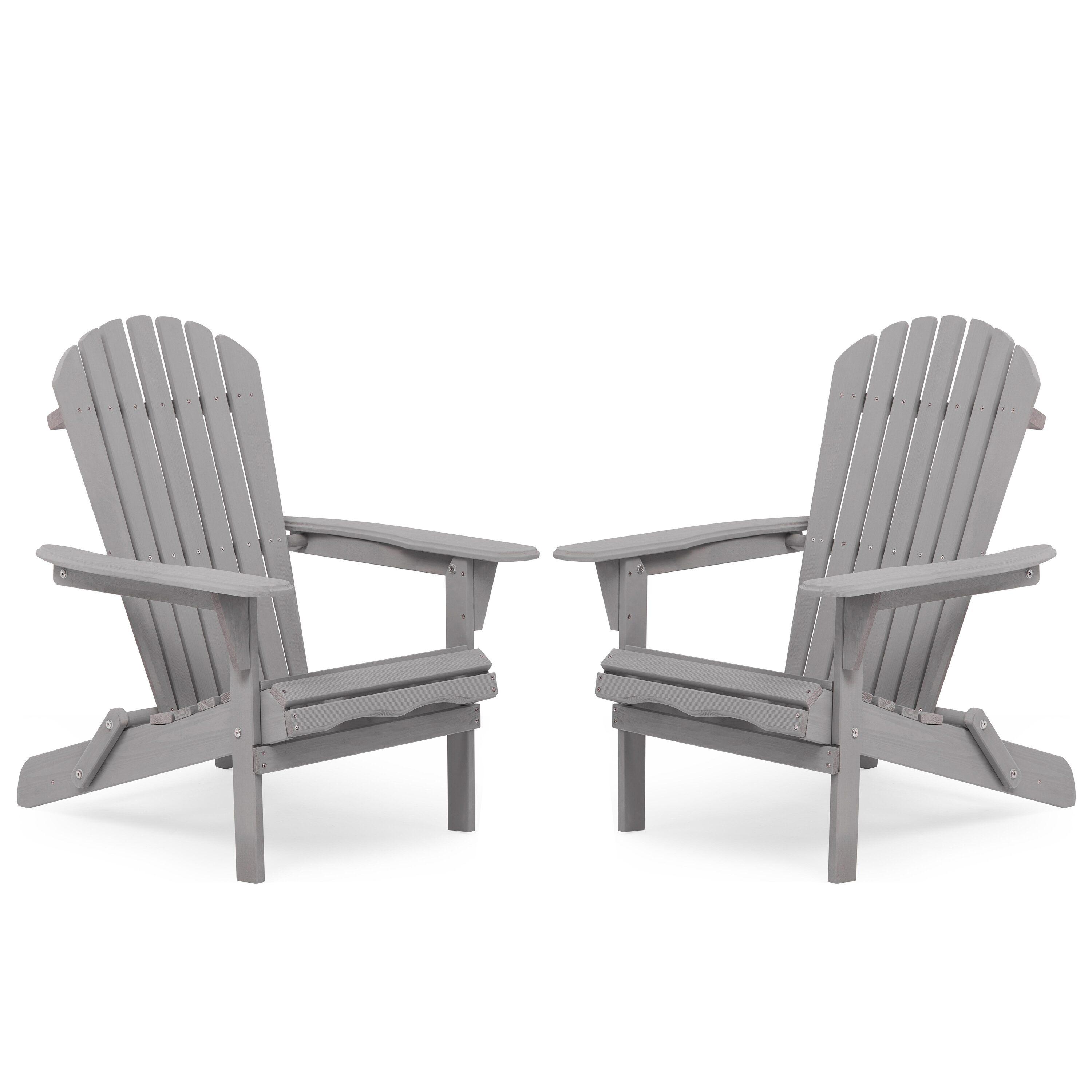 Triple Tree Wood Adirondack Folding Chairs - Set of 2, Gray