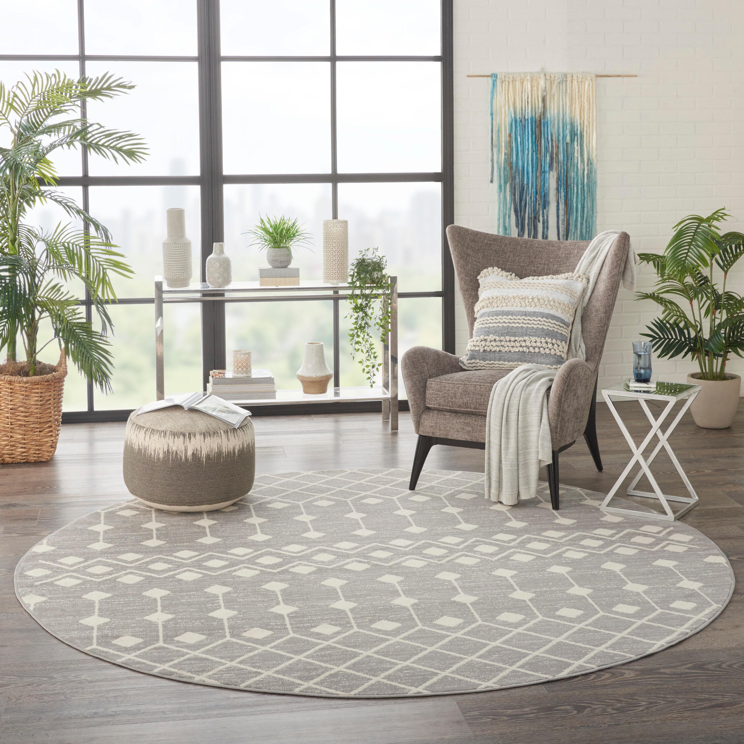 Nourison Grafix GRF37 Indoor Area Rug Grey 8' x ROUND