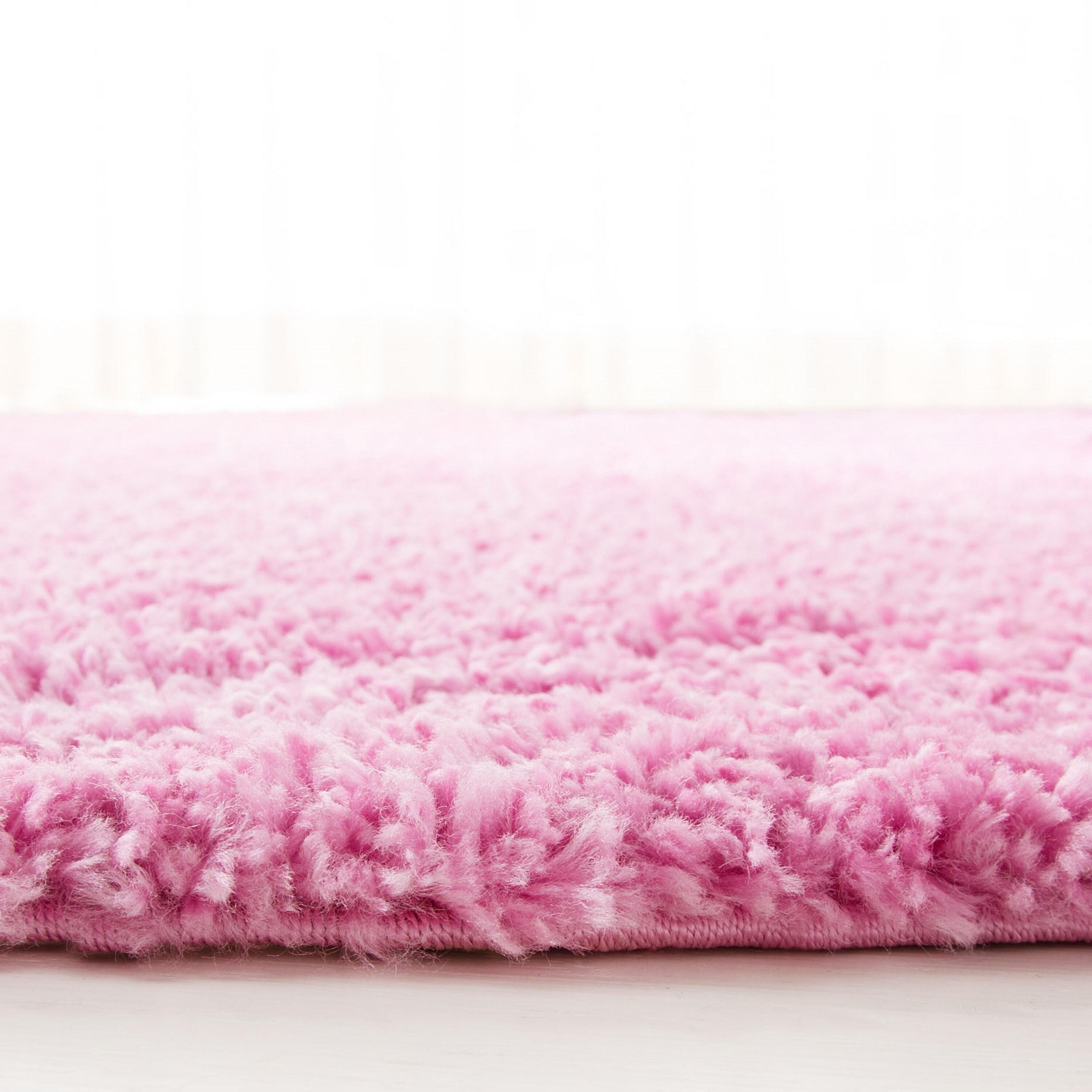 August Shag 900 AUG900 Power Loomed Indoor Area Rug - Pink - 5'3" Round - Safavieh