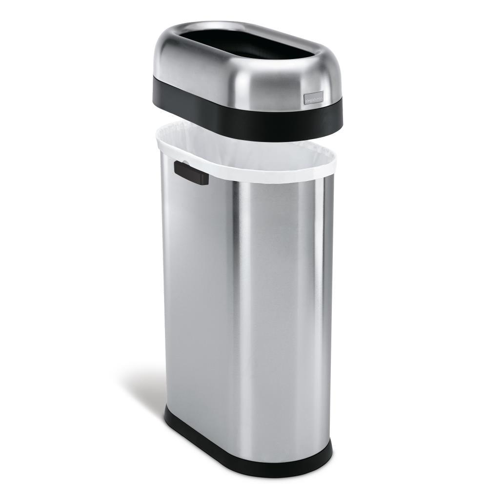 Simplehuman 50L/13.2 Gallon Slim Open Top Trash Can, Commercial Grade Heavy Gauge Stainless Steel