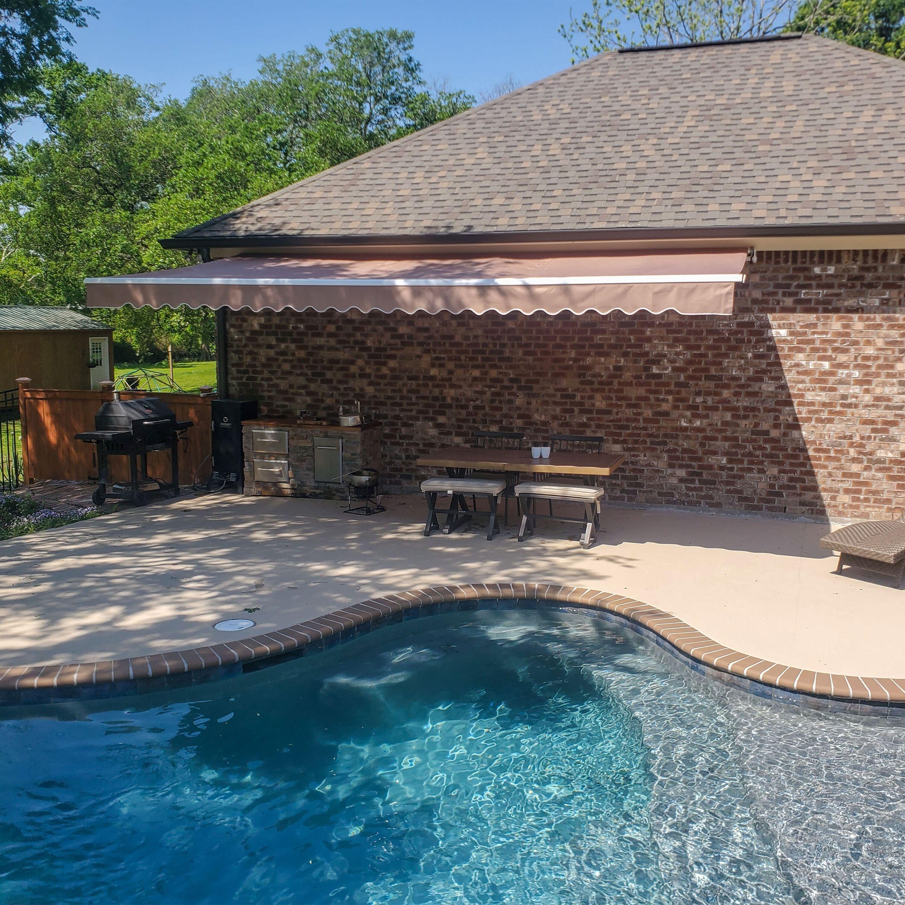 Motorized Retractable White Frame Patio Awning