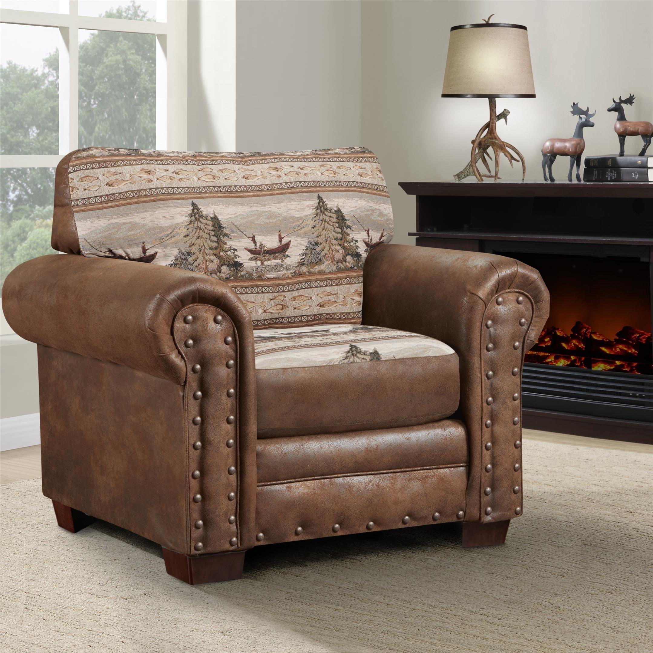 American Furniture Classics Microfiber Alpine Lodge Arm Chair in Brown