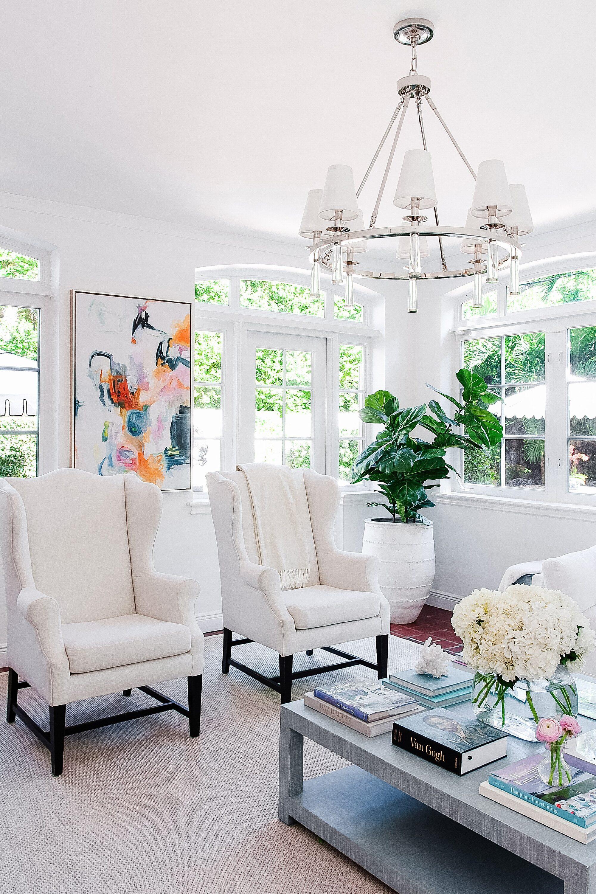 Chic Polished Nickel 8-Light Chandelier with White Silk Drum Shade