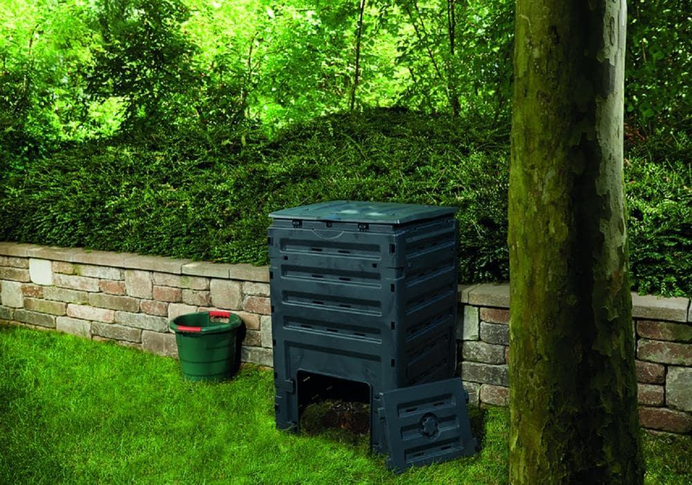 Exaco 120 Gallons Polyethylene Plastic Outdoor Stationary Composter with Latching Lid