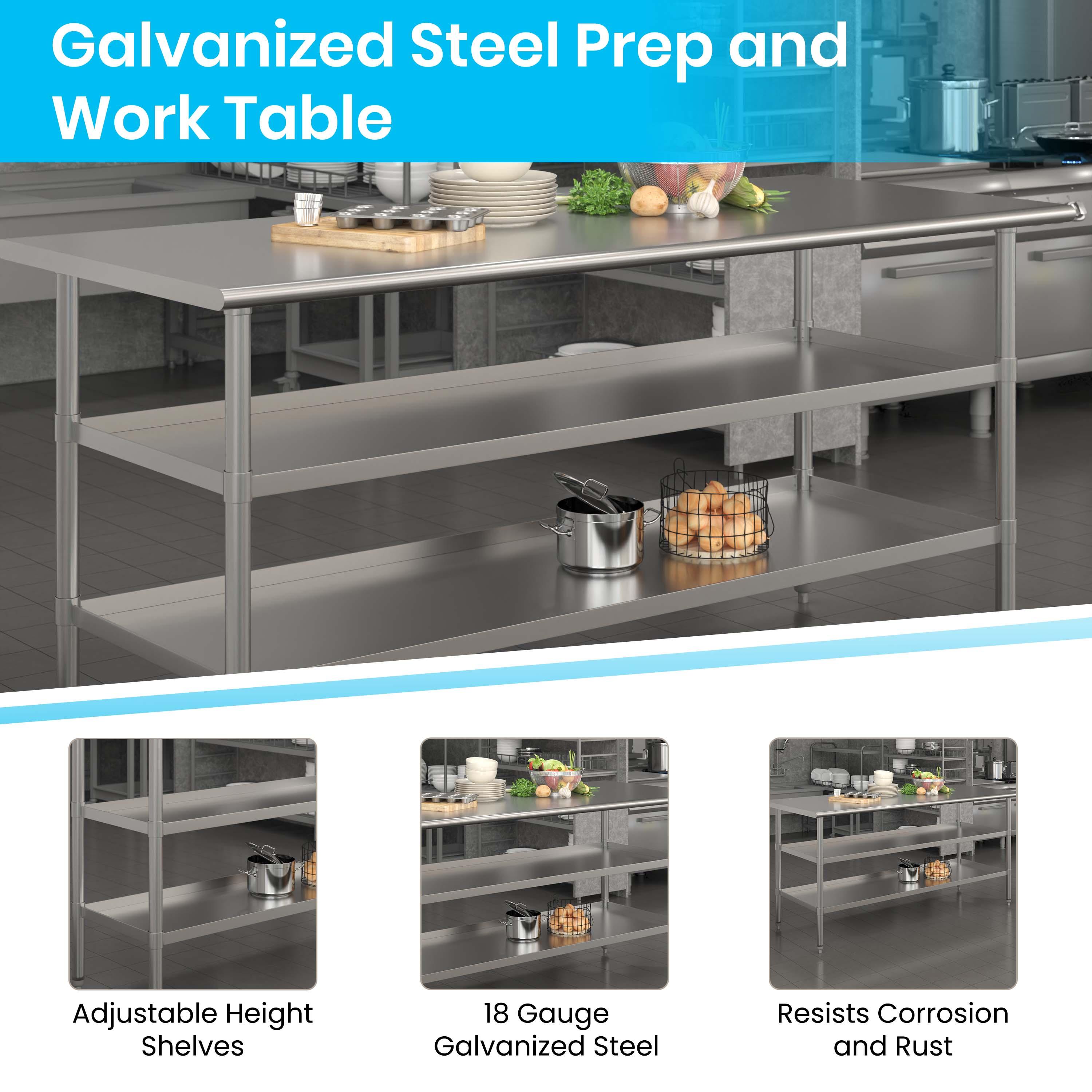 Woodford NSF Stainless Steel 18 Gauge Work Table with 2 Undershelves