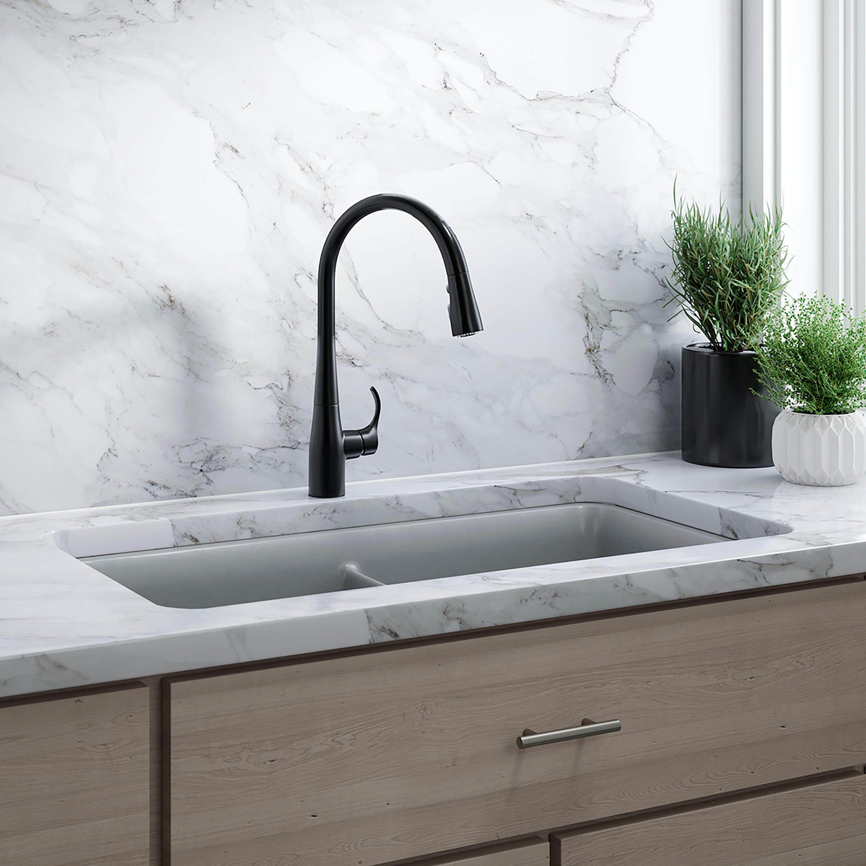 Kohler Simplice Single Handle Pull Down Kitchen Sink Faucet with Three-Function Pull Down Sprayer