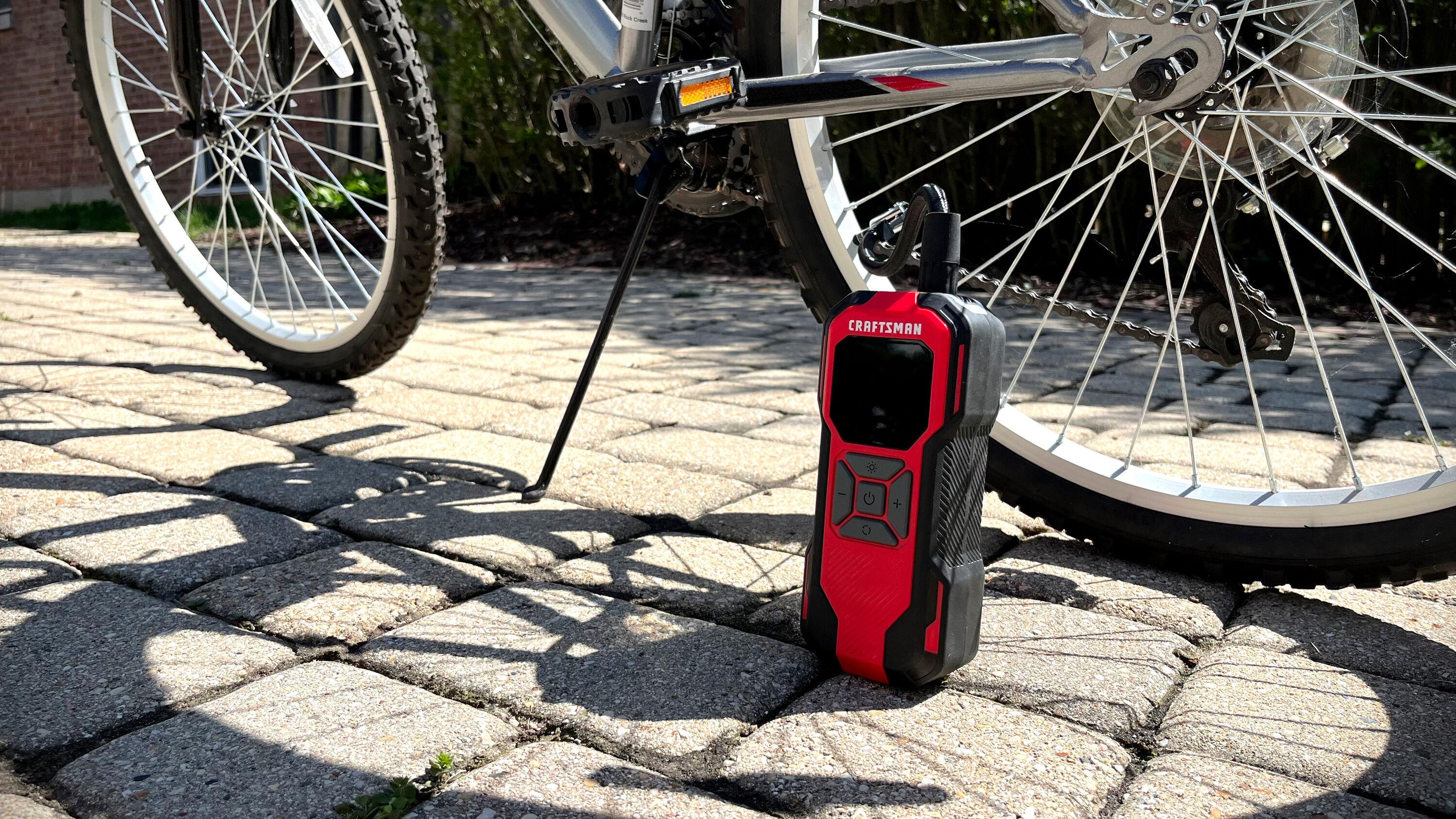 CRAFTSMAN Tire Inflator Portable Air Compressor, Cordless Mini Air Pump for Car Tires with Digital Tire Pressure Gauge, 6000mAh Battery Powered Air Pump, Max Pressure 150 PSI, 12V DC Corded