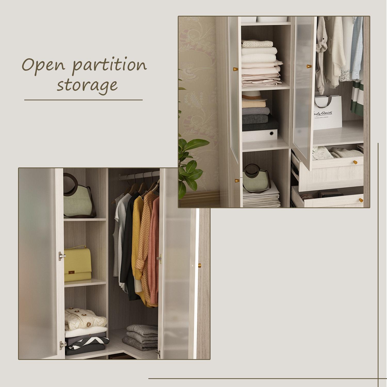 FUFU&GAGA Modern Simple Wardrobe Frosted Glass Door Combination Clothes Storage Cabinet Armoire