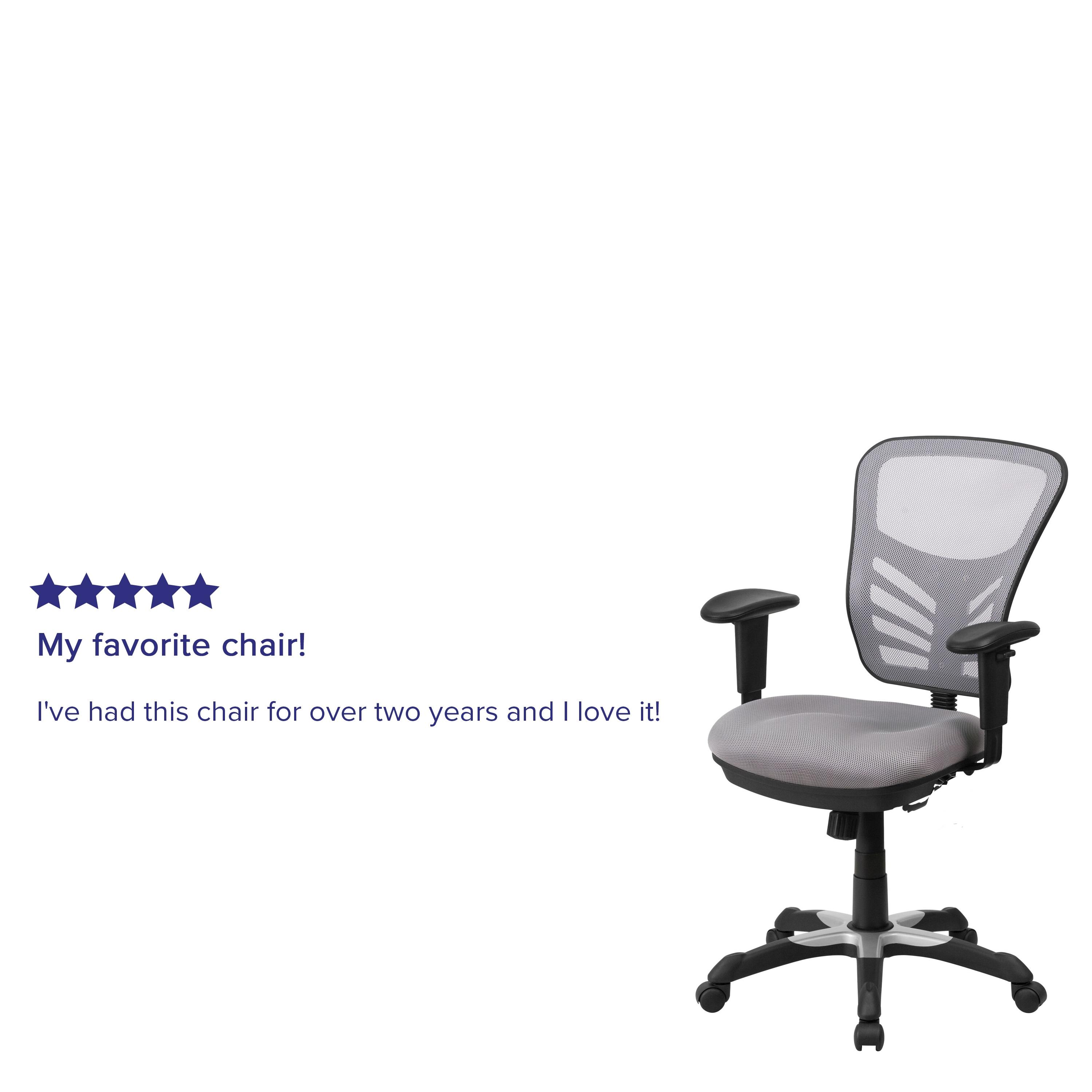 Flash Furniture Mid-Back Gray Mesh Multifunction Executive Swivel Ergonomic Office Chair with Adjustable Arms