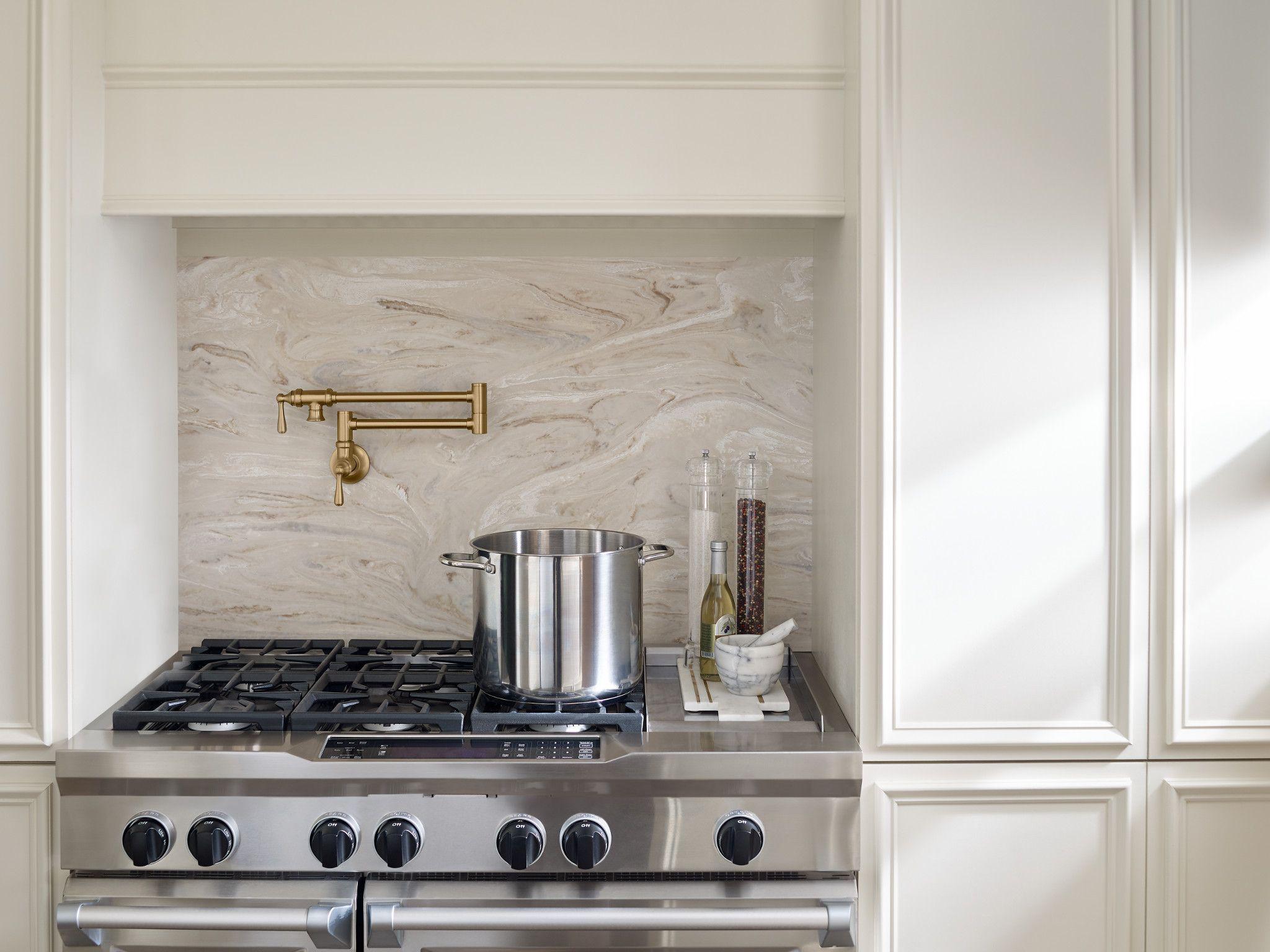 Moen Traditional Wall Mount Swing Arm Folding Pot Filler Kitchen Faucet