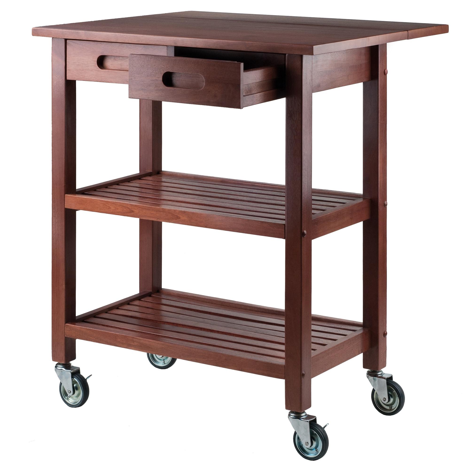 Jonathan Kitchen Cart Walnut - Winsome: Rolling Island with Storage, Wood Composite Surface