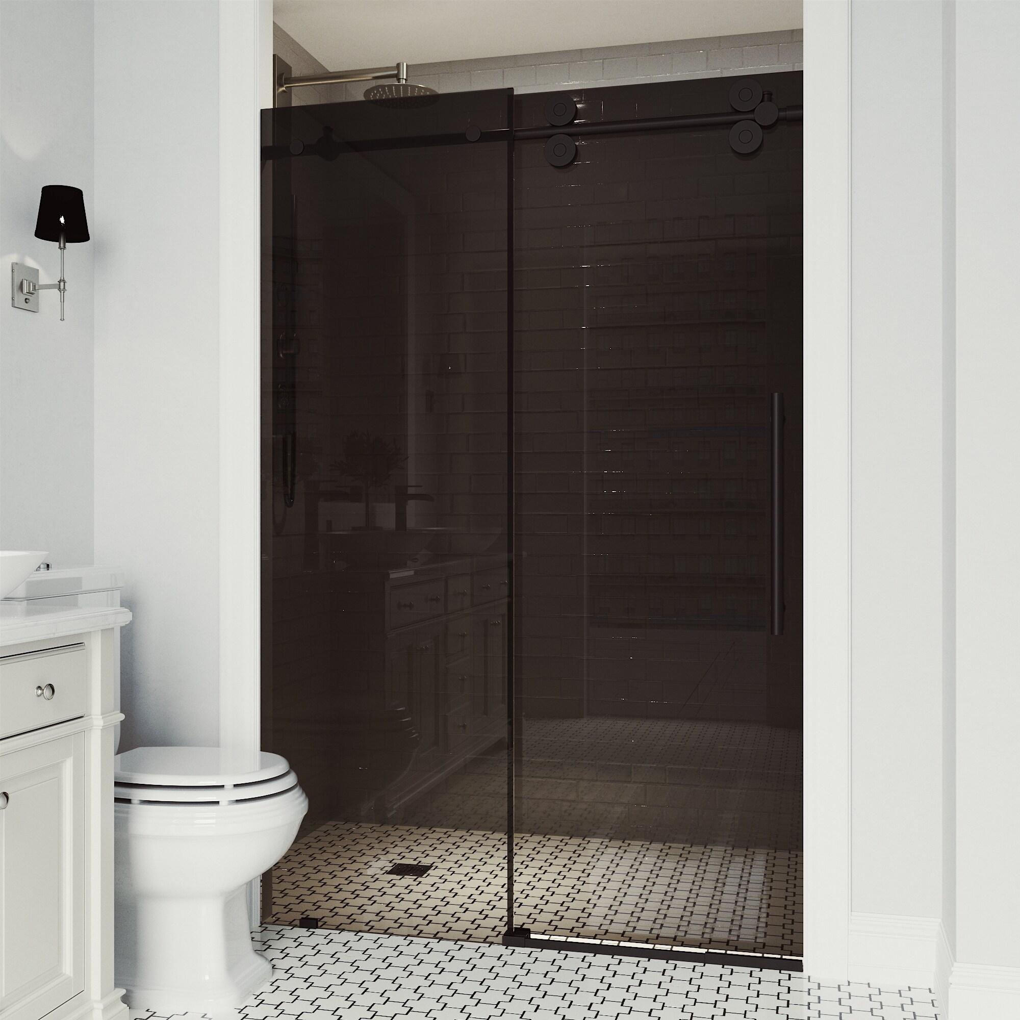 Elan 68-72" W x 74" H Sliding Frameless Shower Door with 3/8" Tinted Glass