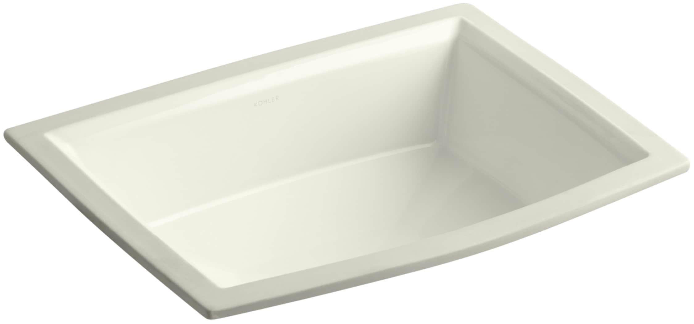 Biscuit Ceramic Rectangular Undermount Bathroom Sink