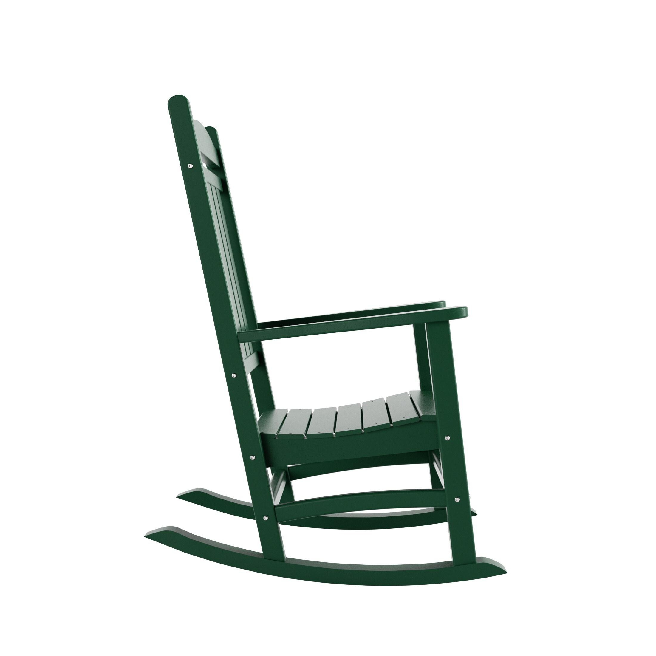 Polytrends  Laguna Traditional Poly Eco-Friendly Weather-Resistant Rocking Chair Dark Green