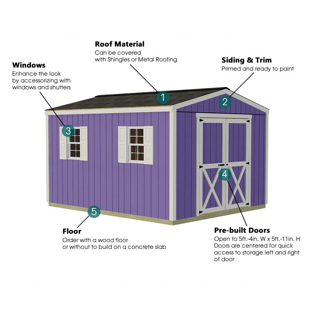 Elm 10 ft. W x 12 ft. D Solid Wood Storage Shed