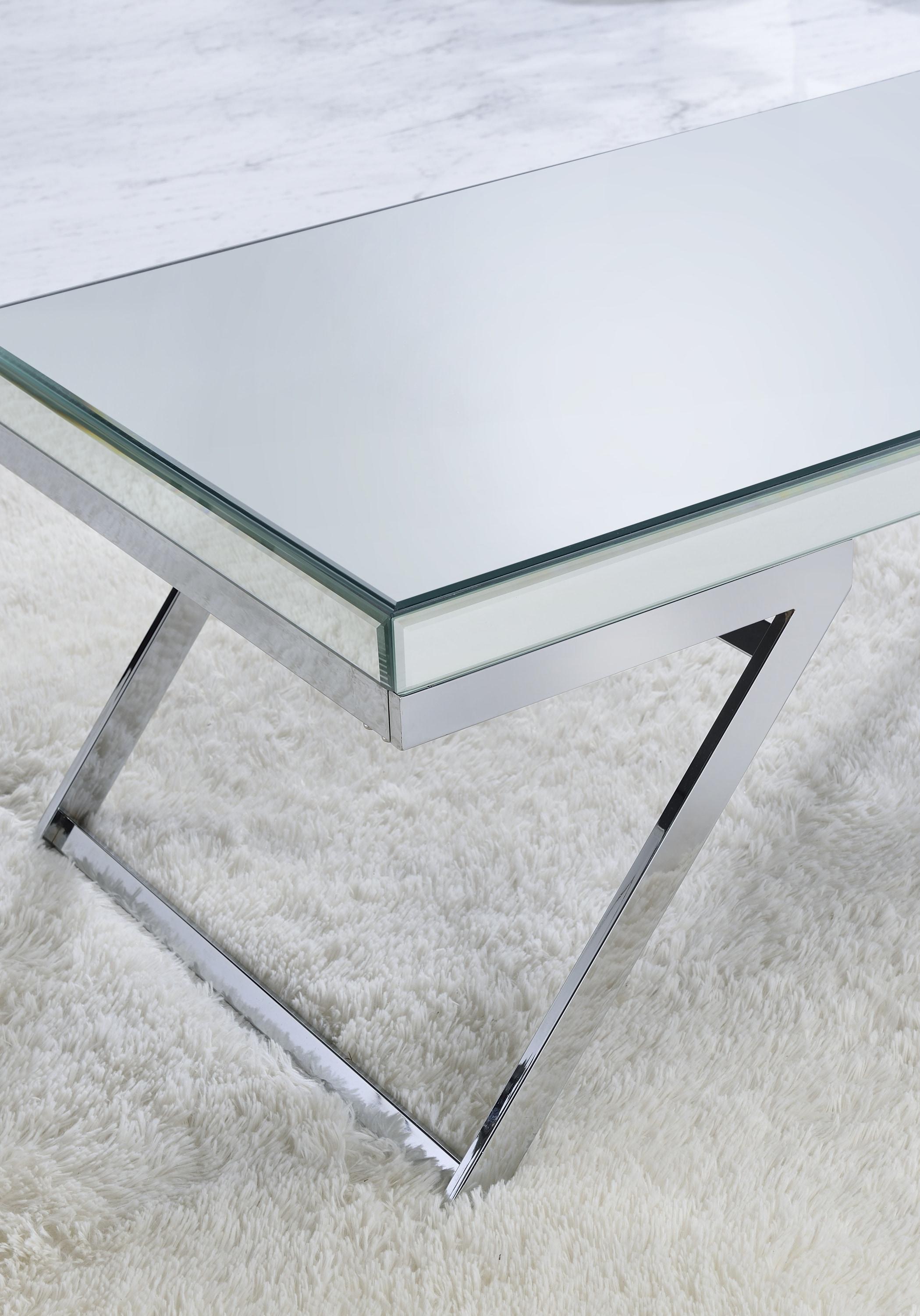 Alfresco Mirrored Glass and Chrome Metal Cocktail Table