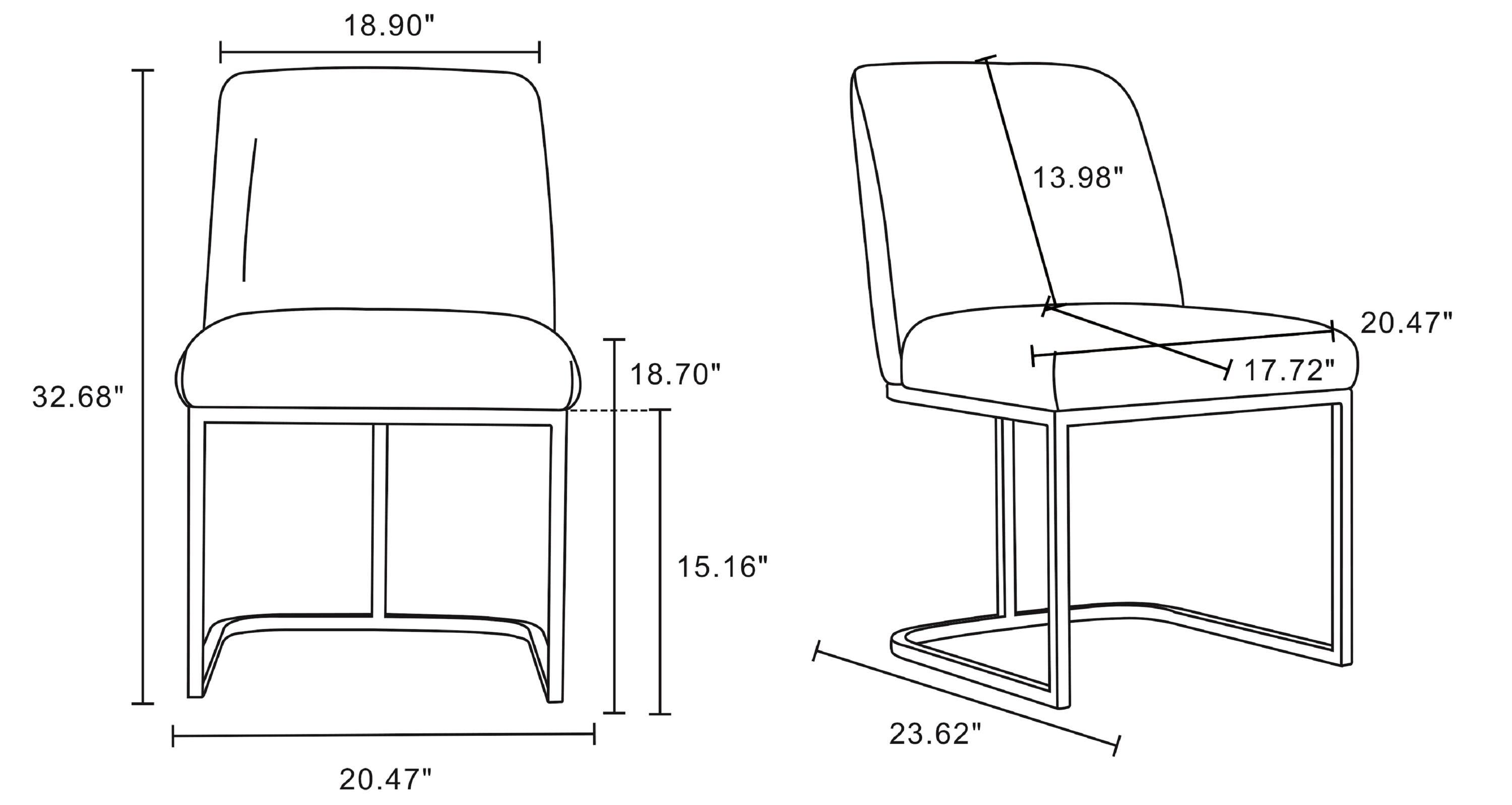 Set of 6 Serena Modern Leatherette Upholstered Dining Chair Set Cream - Manhattan Comfort: No Assembly, Steel Legs
