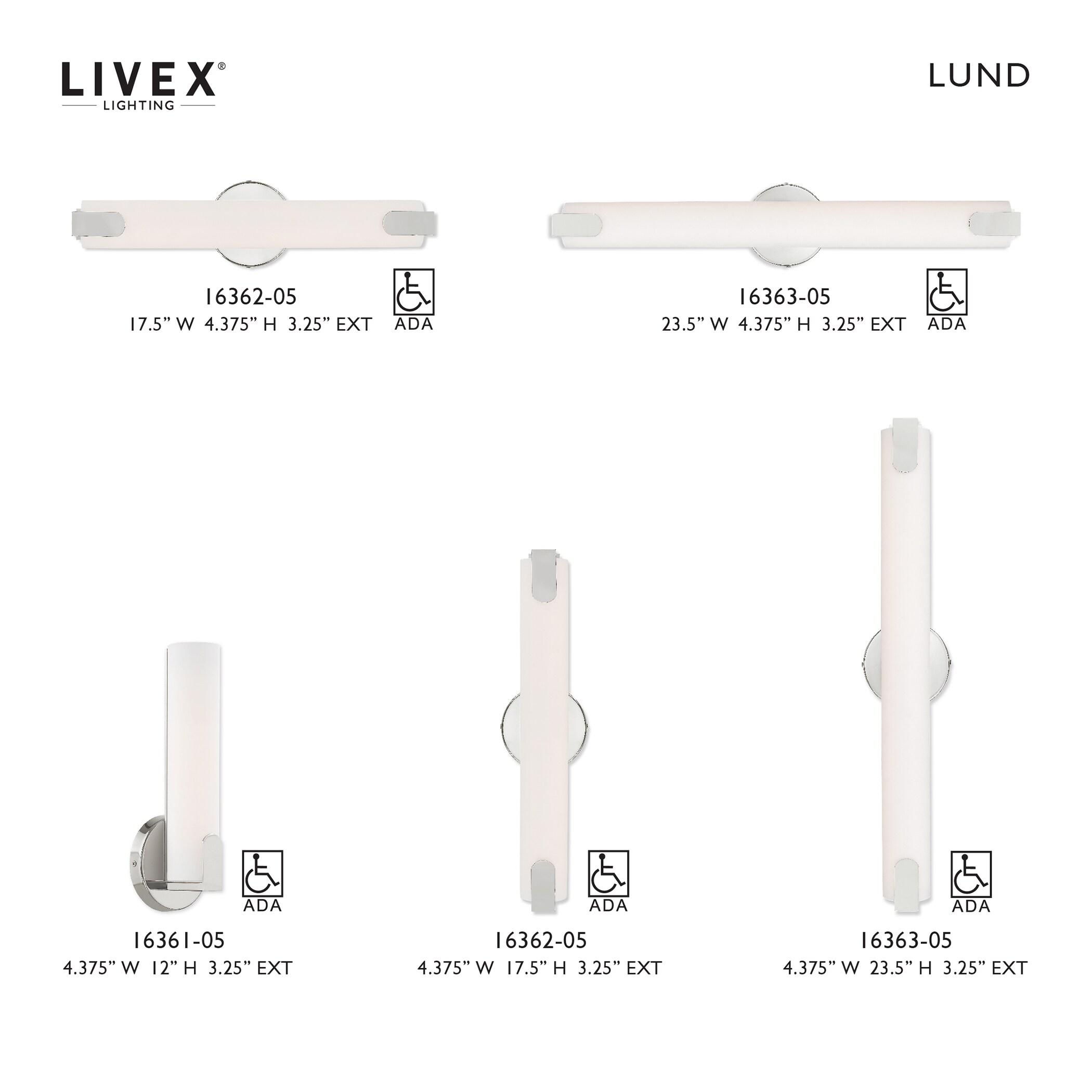 Livex Lighting Lund 8W LED Contemporary Metal ADA Wall Sconce in Polished Chrome