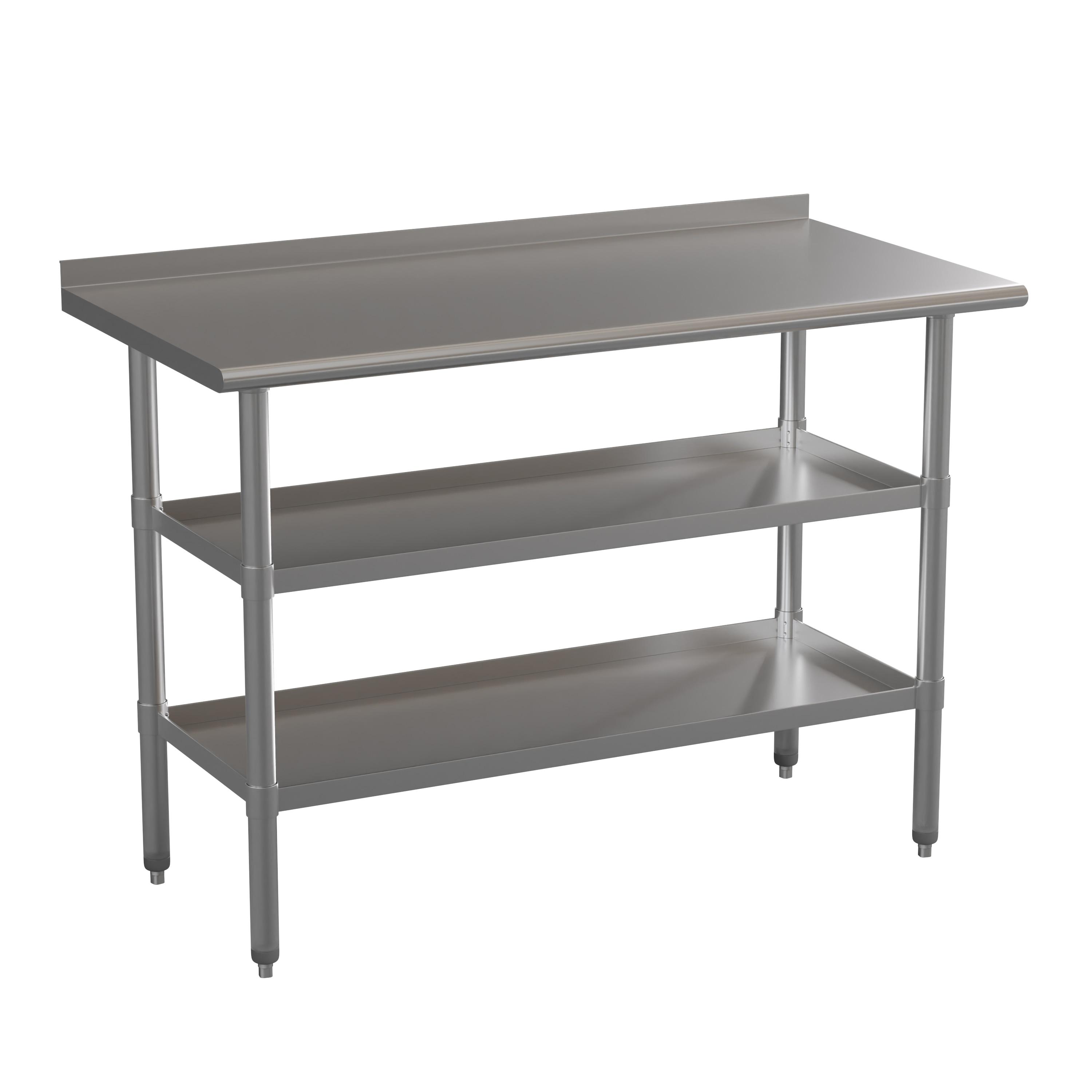 Woodford NSF Stainless Steel 18 Gauge Work Table - Backsplash and 2 Shelves