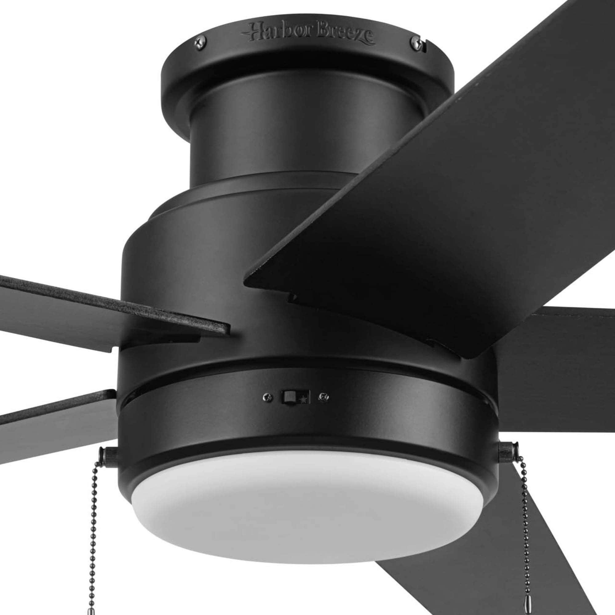 Harbor Breeze Fairbanks 52-Inches Matte Black with Black/Sable Blades Color-Changing Indoor/Outdoor Flush mount Standard Ceiling Fan With Light ( 5 -Blade)