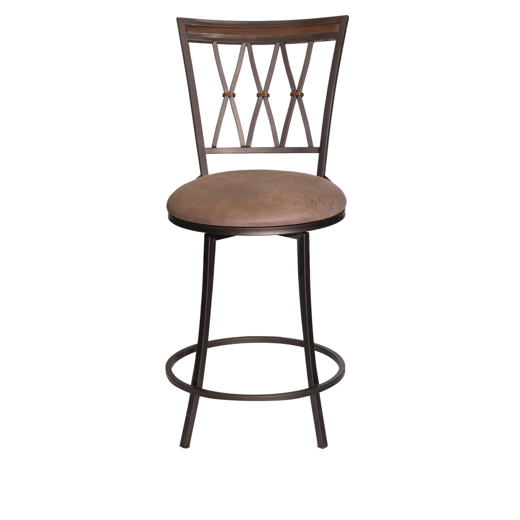 Sedona Swivel Metal Counter Stool with Camel Brown Microsuede Seat