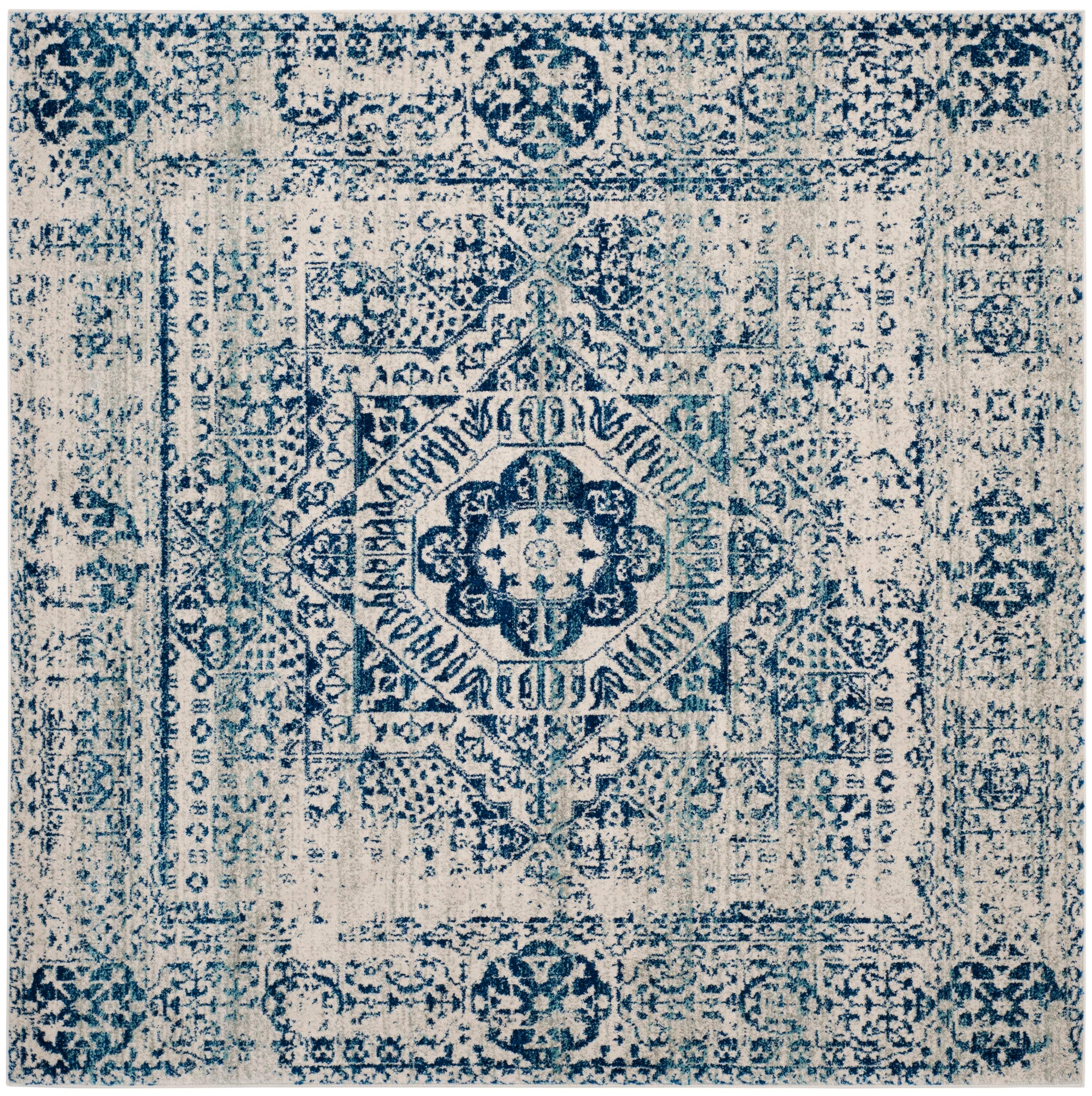 Evoke EVK260 Power Loomed Area Rug - Ivory/Blue - 9'x9' - Safavieh.